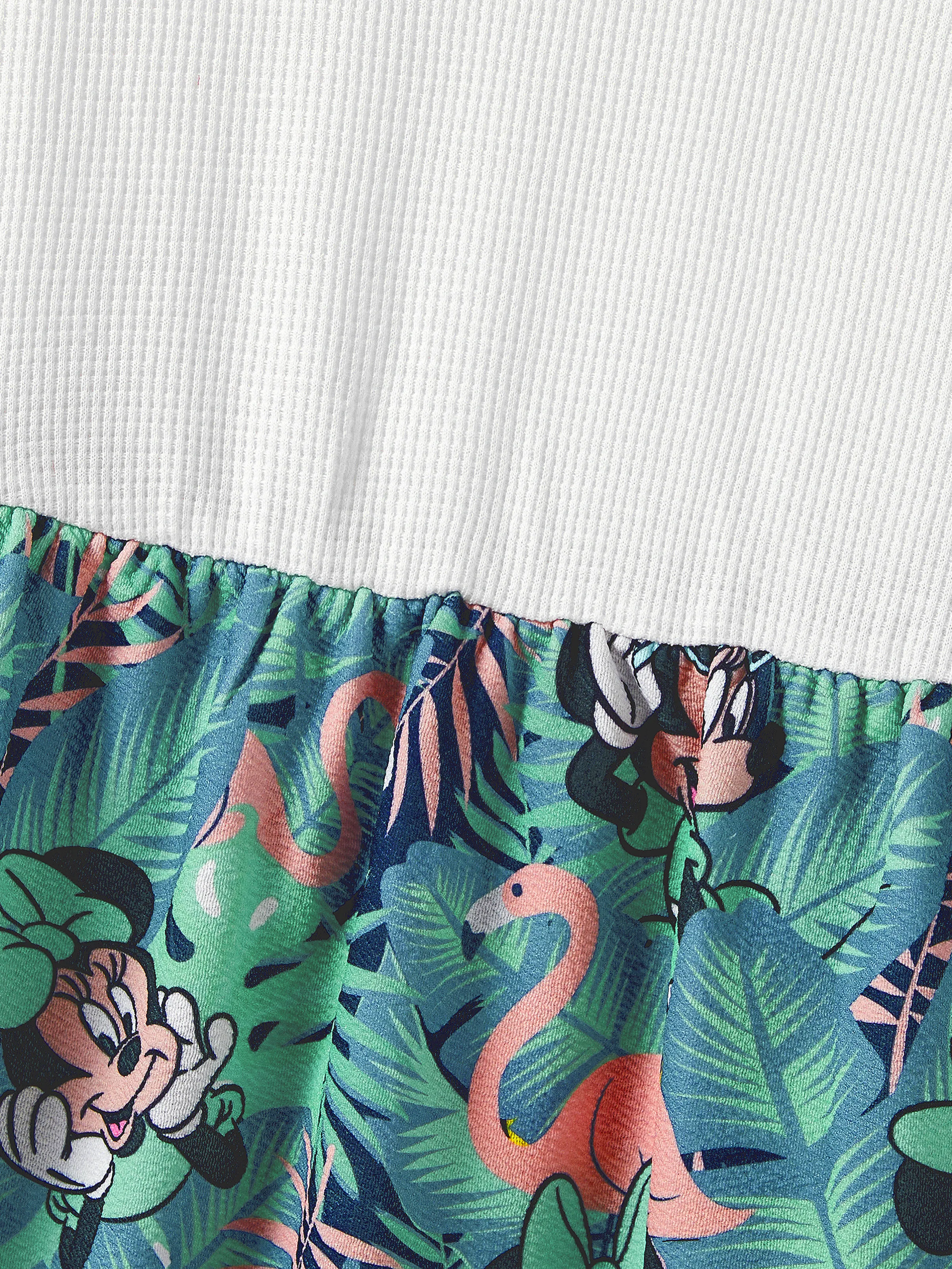 Disney Mickey and Friends Family Matching Tropical Botanical Print Waffle Fabric T-shirt/Dress greenwhite - Image 6