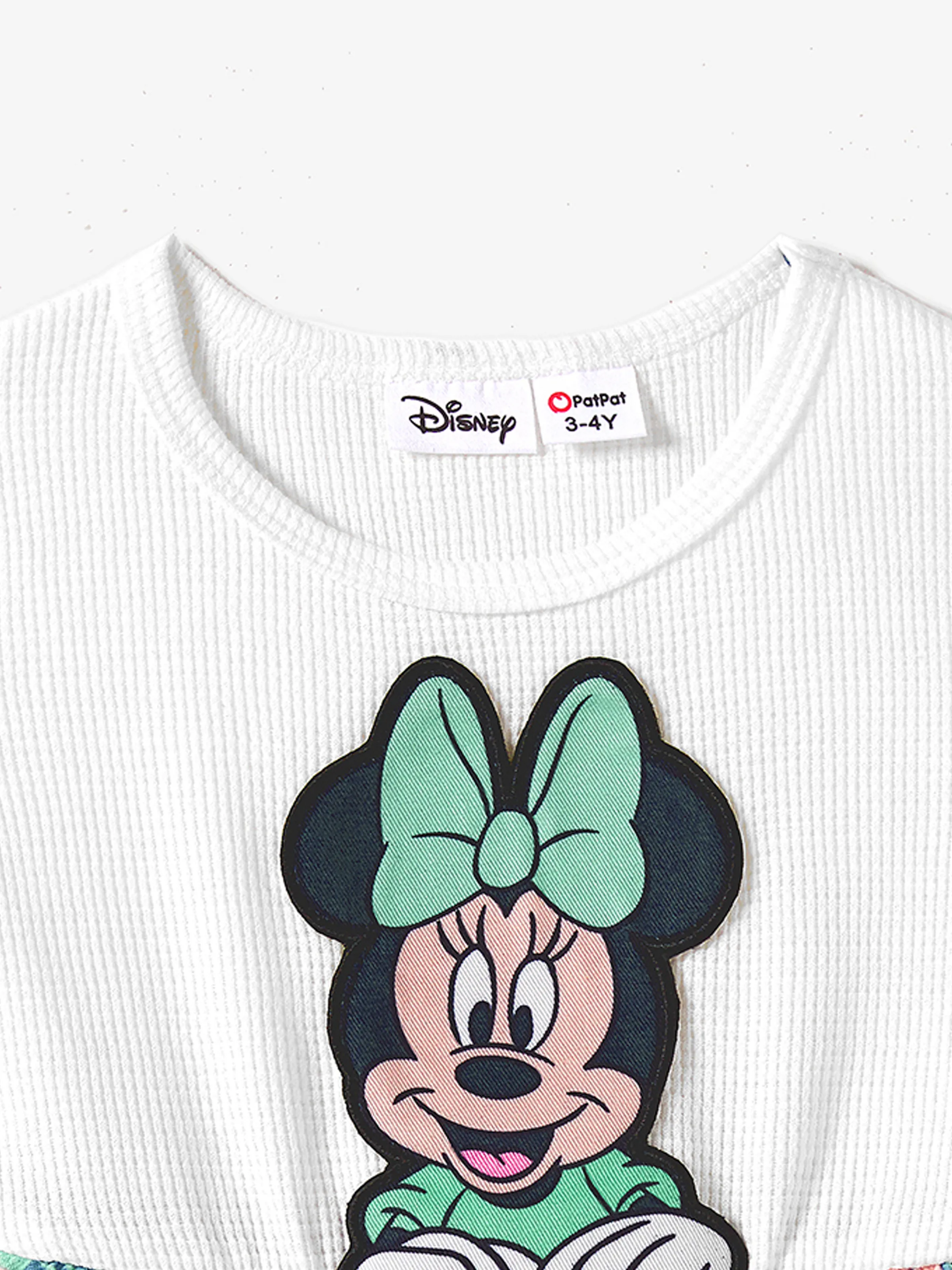 Disney Mickey and Friends Family Matching Tropical Botanical Print Waffle Fabric T-shirt/Dress greenwhite - Image 8