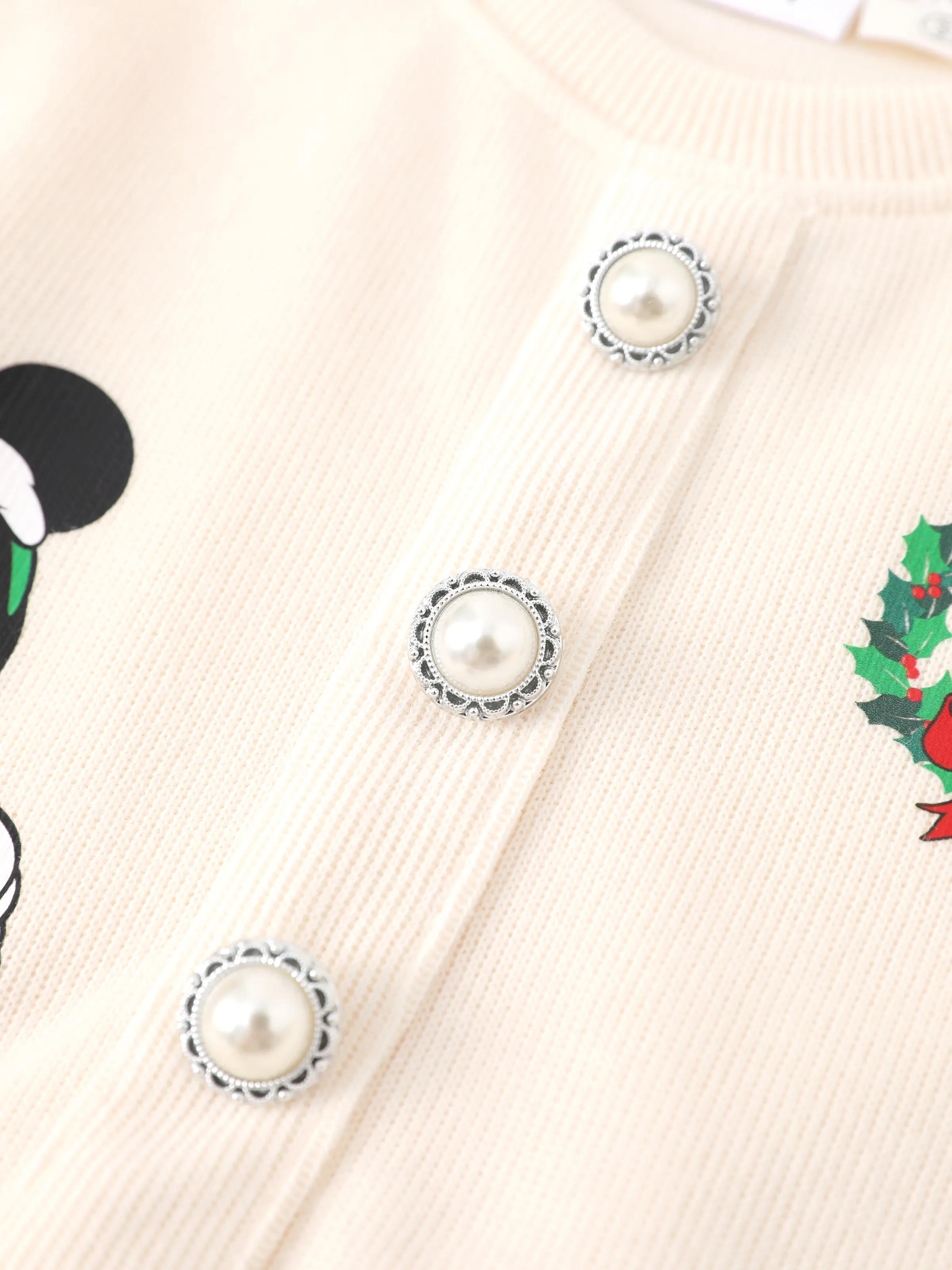 Disney Mickey and Friends Toddler Girl 2pcs Mickey Mouse Cotton Long-sleeve Top And Tweed Bowknot Skirt Set Beige - Image 6