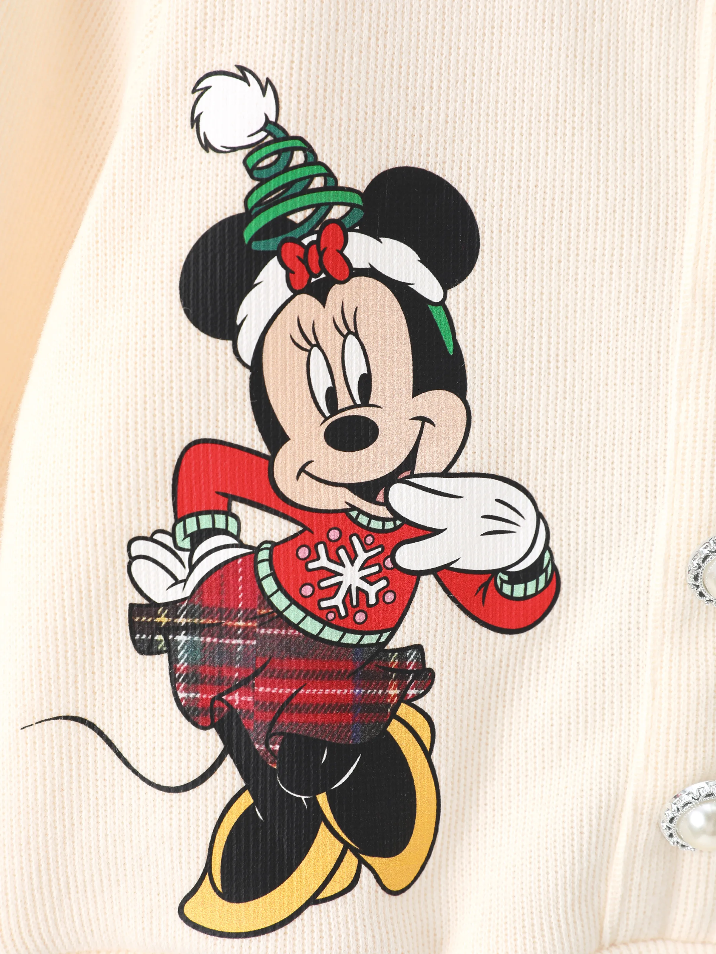 Disney Mickey and Friends Toddler Girl 2pcs Mickey Mouse Cotton Long-sleeve Top And Tweed Bowknot Skirt Set Beige - Image 9