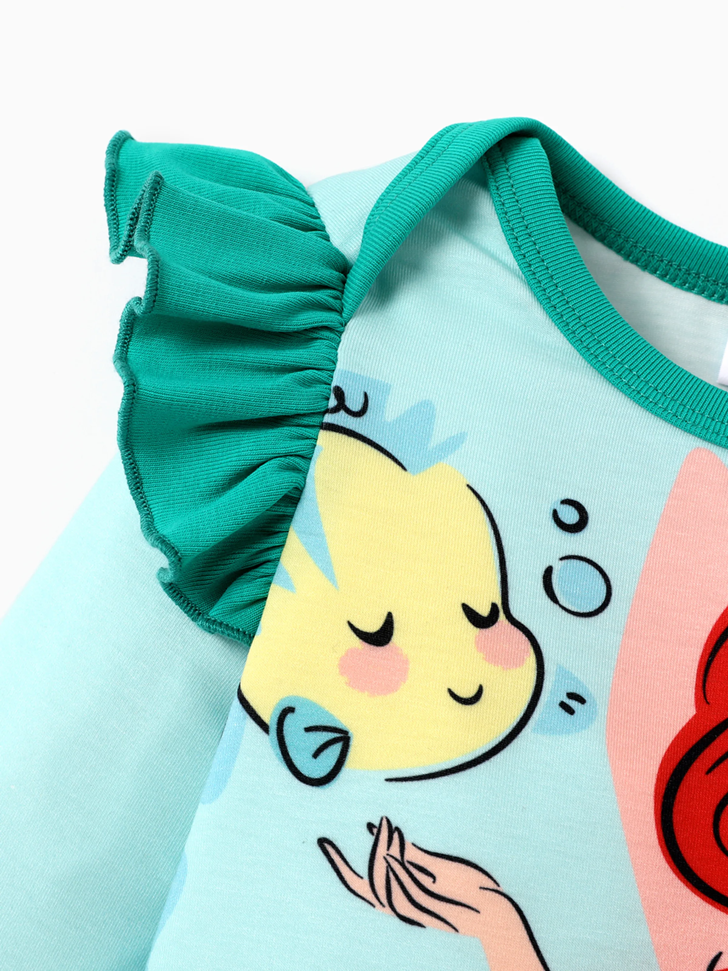 Disney Princess Baby Girl Naia™ Ariel Print Ruffled Jumpsuit Green - Image 3