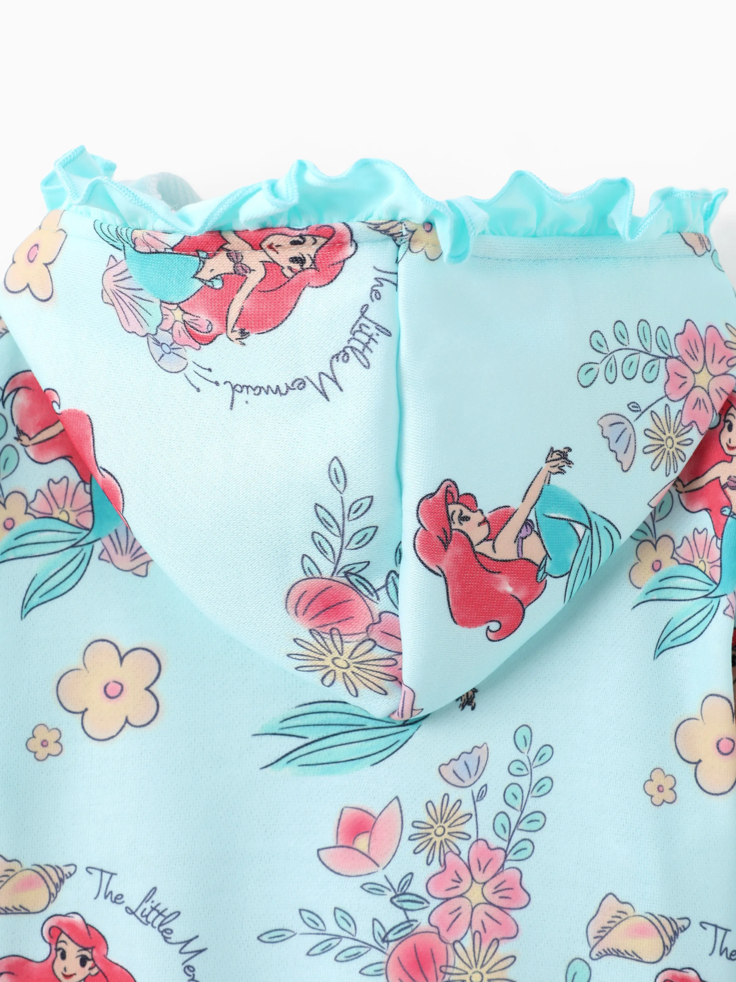 Disney Princess Baby/Toddler Girl Ariel Floral Pattern Ruffled Hooded Jacket 
 Green - Image 3