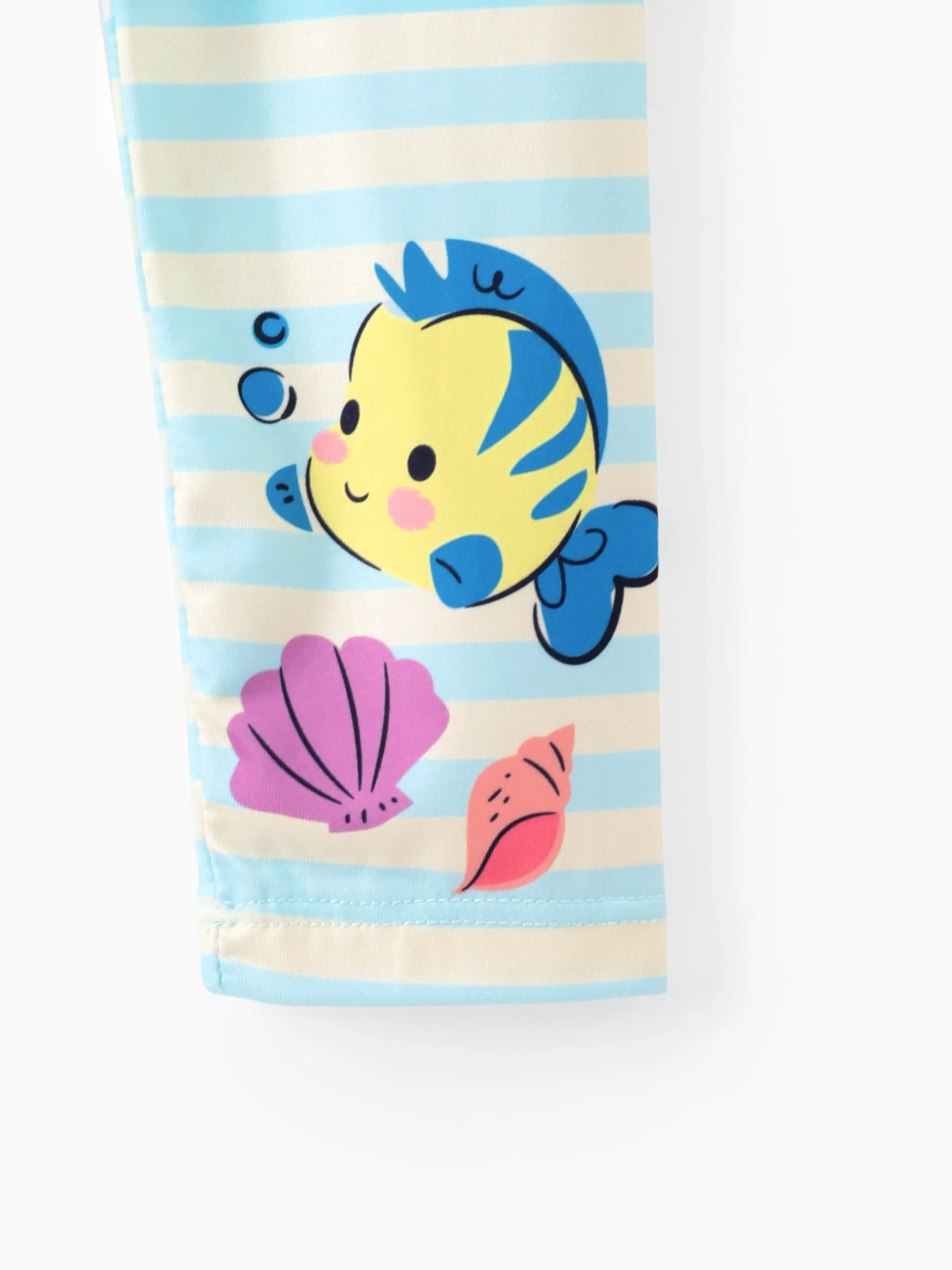 Disney Princess Toddler Girl 2pcs Ariel Print Peplum Tee and Stripe Pants Set Mintblue - Image 11