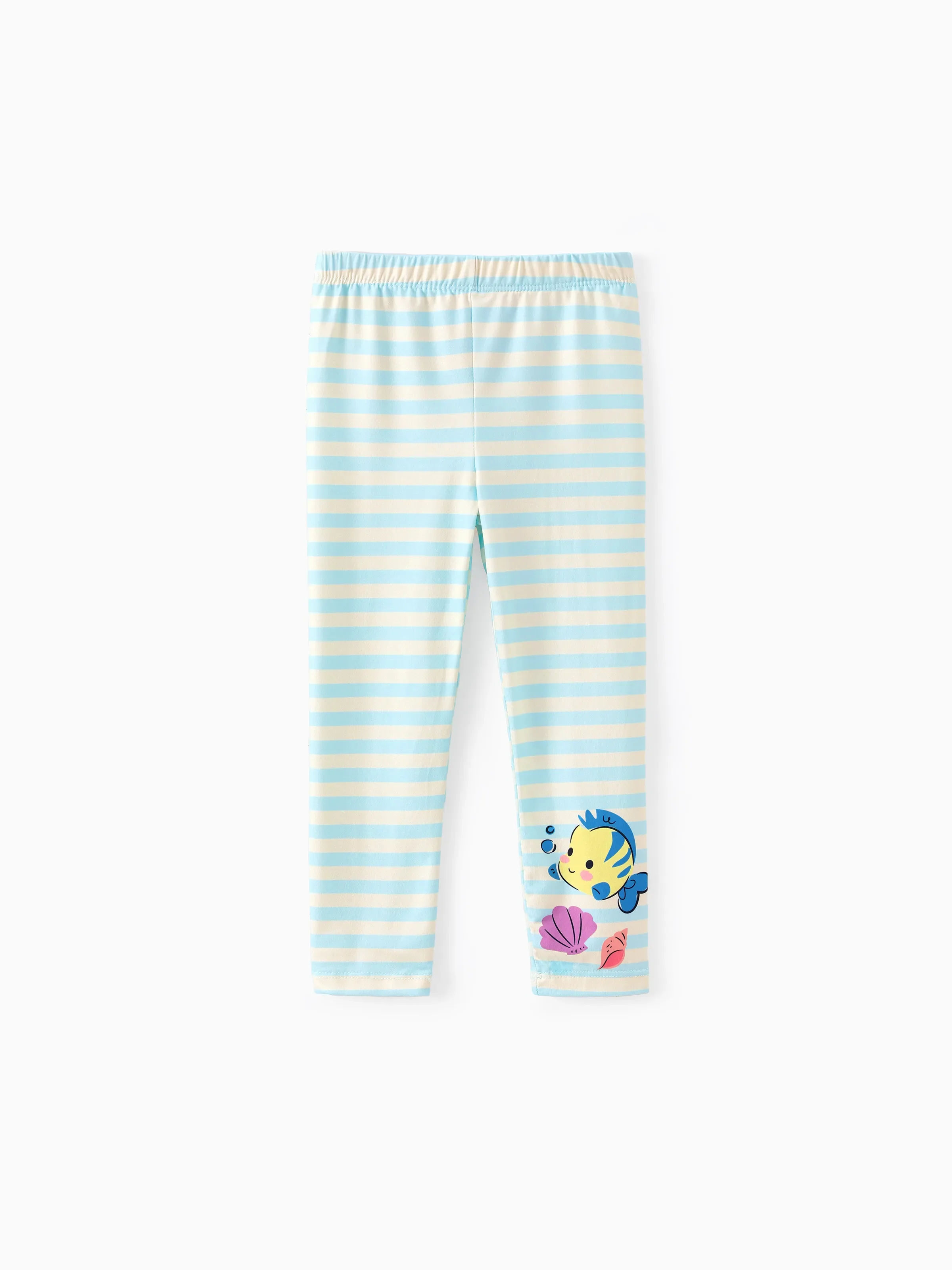 Disney Princess Toddler Girl 2pcs Ariel Print Peplum Tee and Stripe Pants Set Mintblue - Image 9