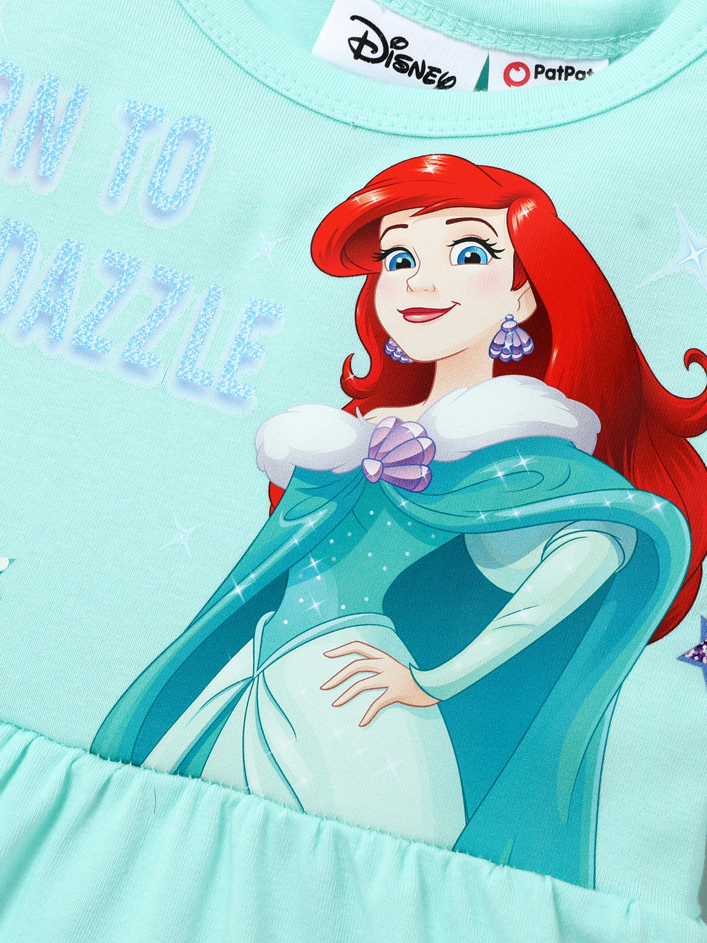 Disney Princess Toddler Girl 2pcs Ariel Ruffled Long-sleeve Top and Sequins Pants Set BlueGreen - Image 3