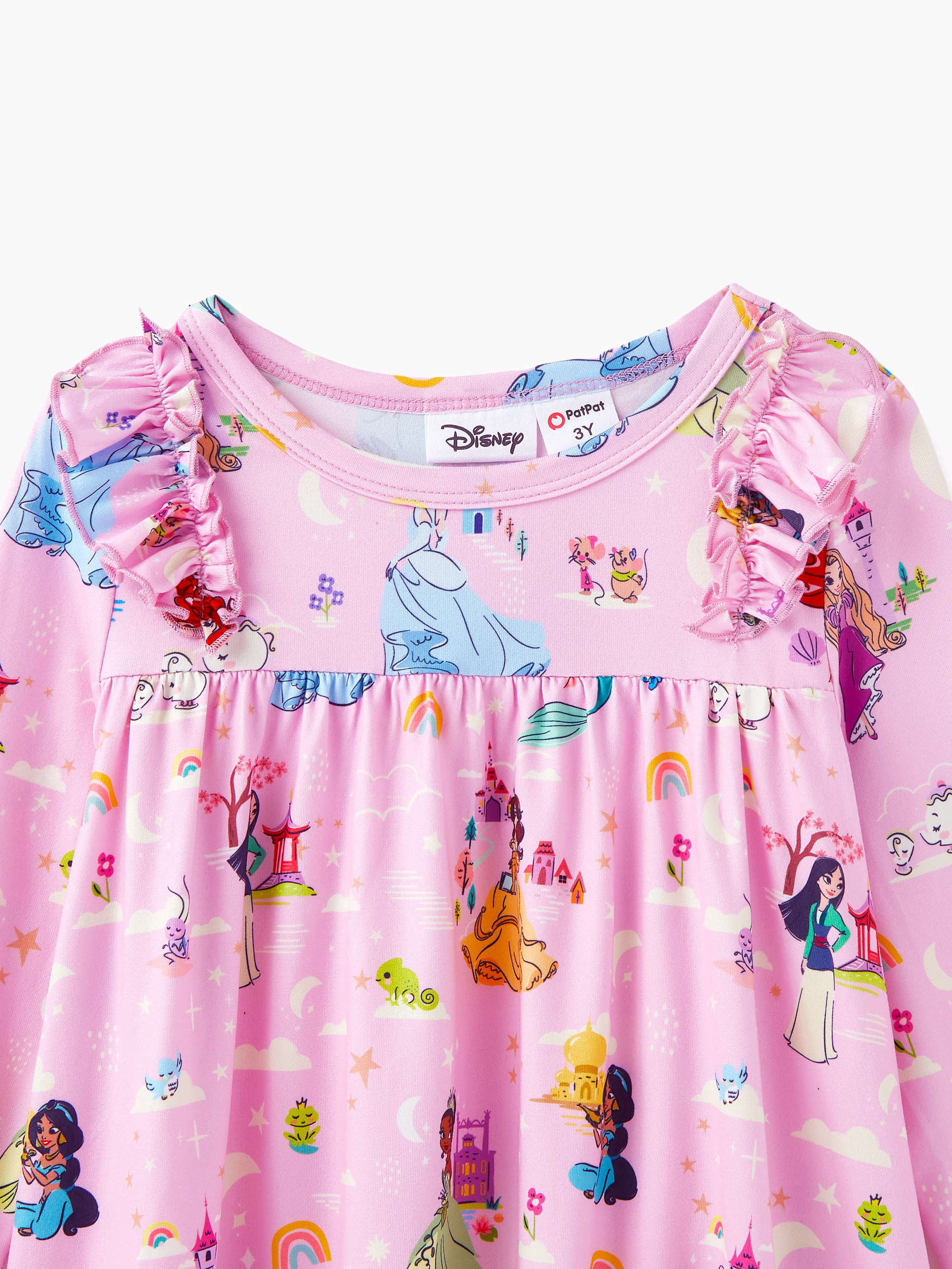 Disney Princess Toddler Girl Character Print Long-sleeve Dress Pink - Image 3