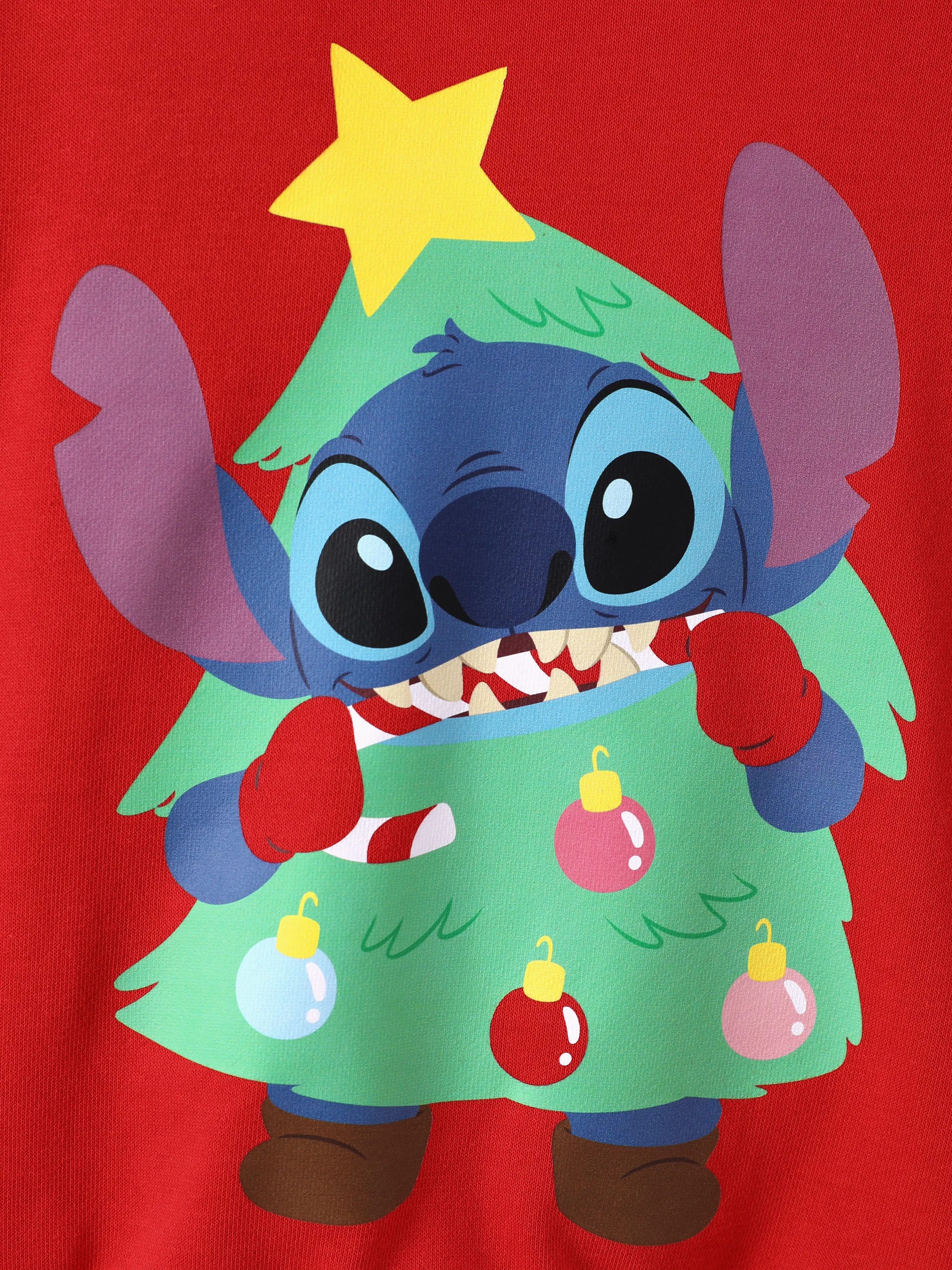 Disney Stitch Christmas Kid Boy/Girl 46% Cotton Childlike Hooded Sweatshirt Red - Image 5