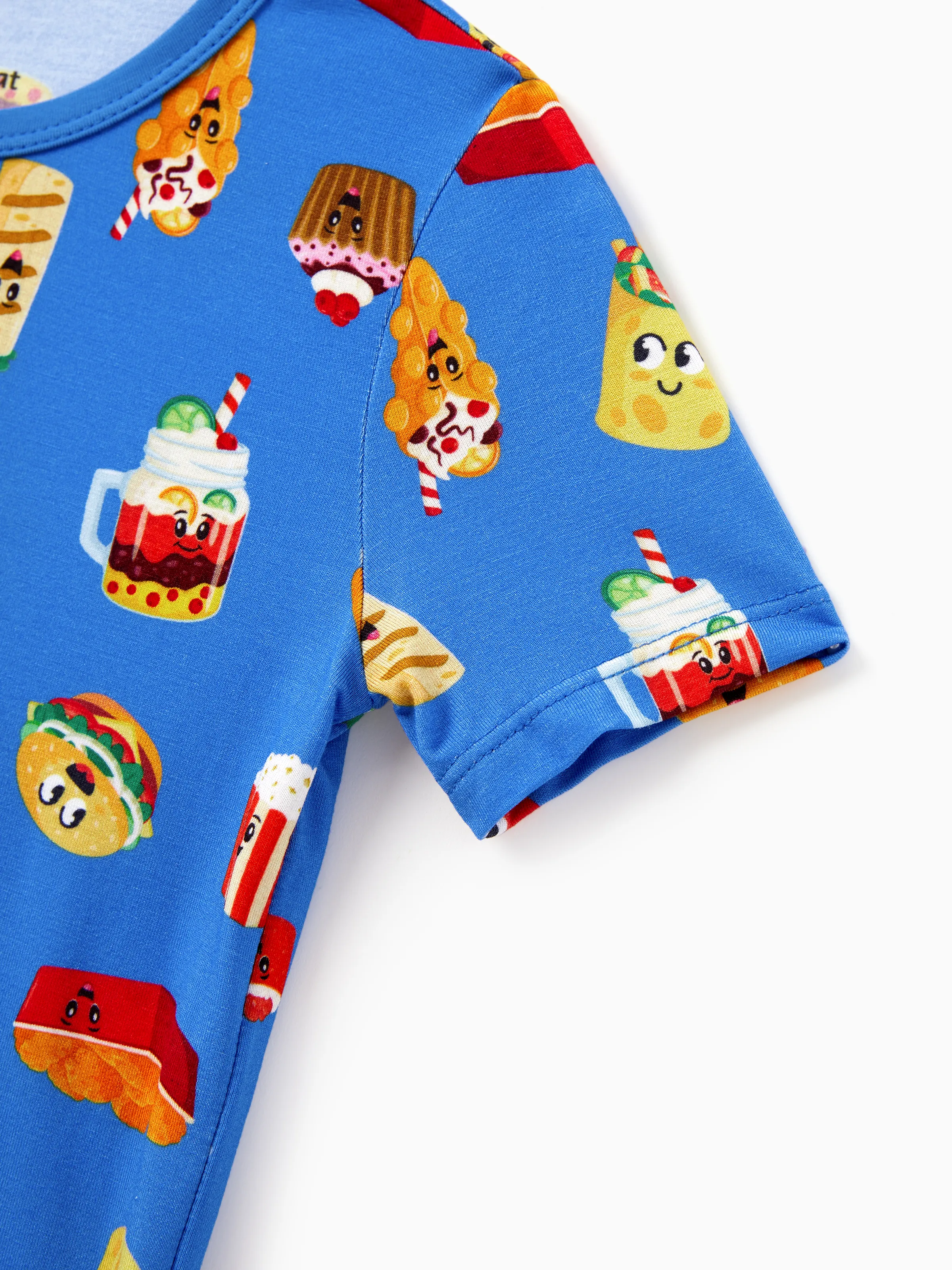 Family Matching Bamboo Pajamas Buttery Soft Bamboo PJs for Men Women Kids Toddler, Cute Burger & Fries Print Short Sleeve Sleepwear (Snug-Fitting for Children) Royal Blue - Image 10