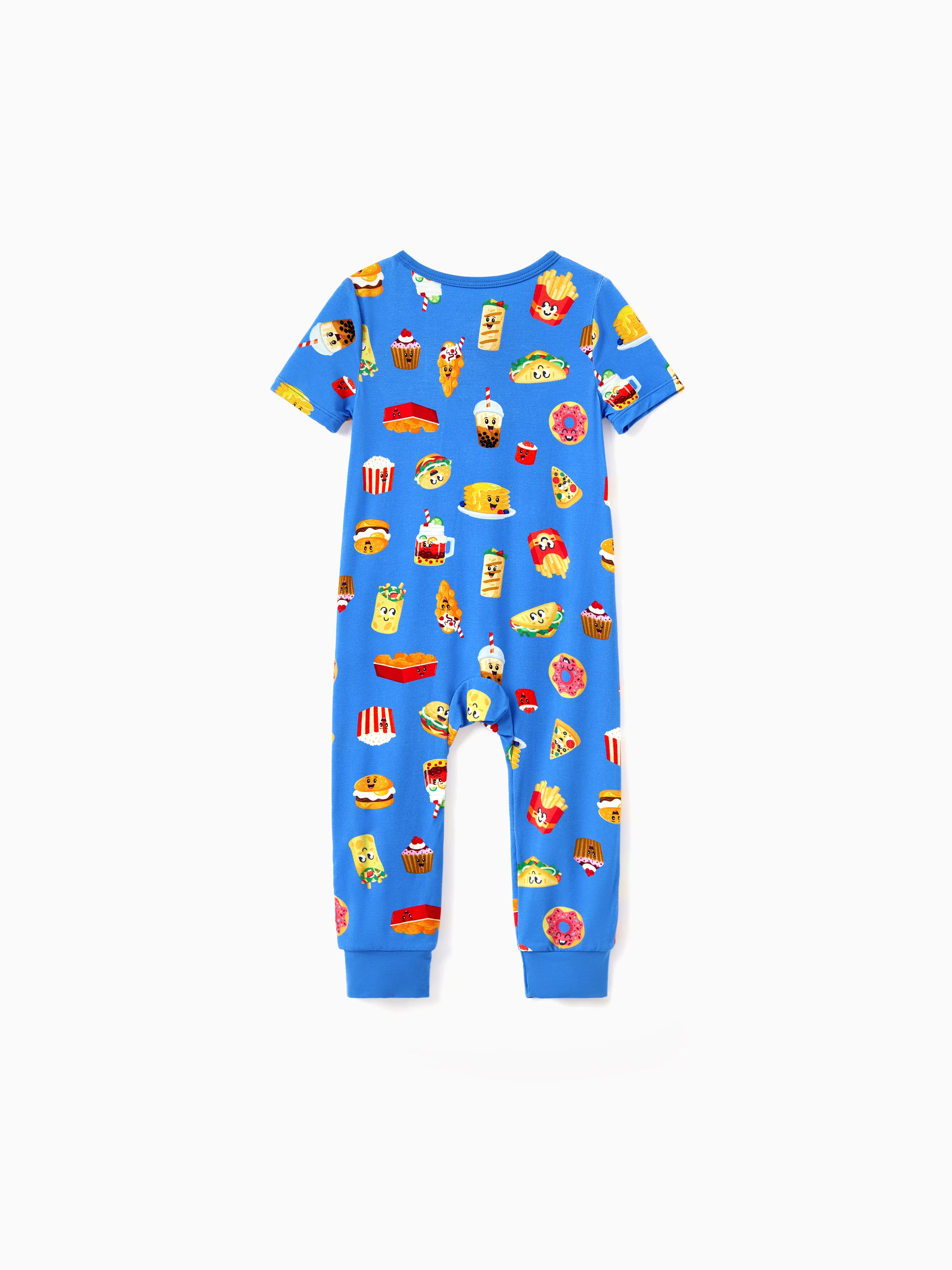 Family Matching Bamboo Pajamas Buttery Soft Bamboo PJs for Men Women Kids Toddler, Cute Burger & Fries Print Short Sleeve Sleepwear (Snug-Fitting for Children) Royal Blue - Image 13