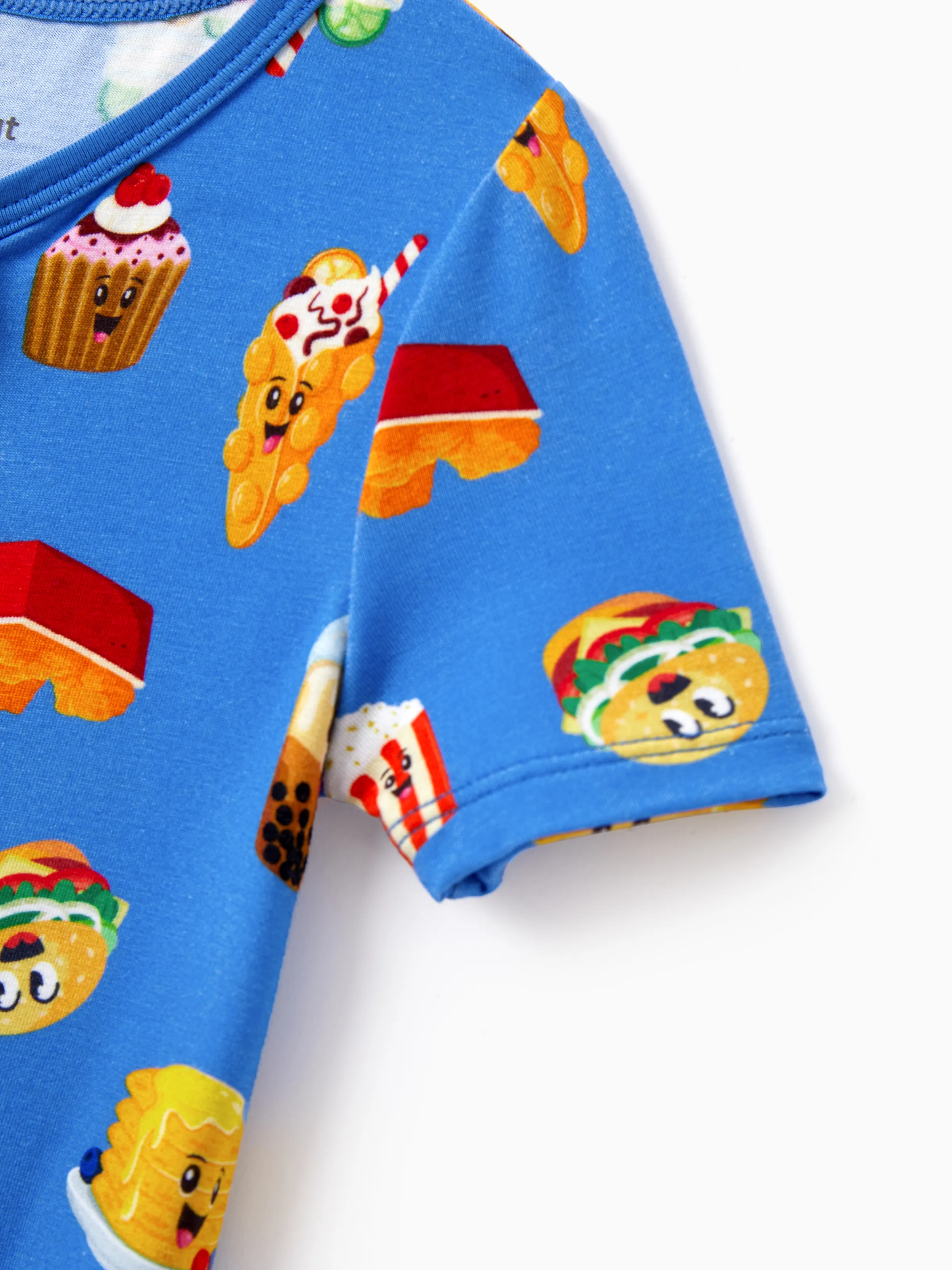 Family Matching Bamboo Pajamas Buttery Soft Bamboo PJs for Men Women Kids Toddler, Cute Burger & Fries Print Short Sleeve Sleepwear (Snug-Fitting for Children) Royal Blue - Image 14