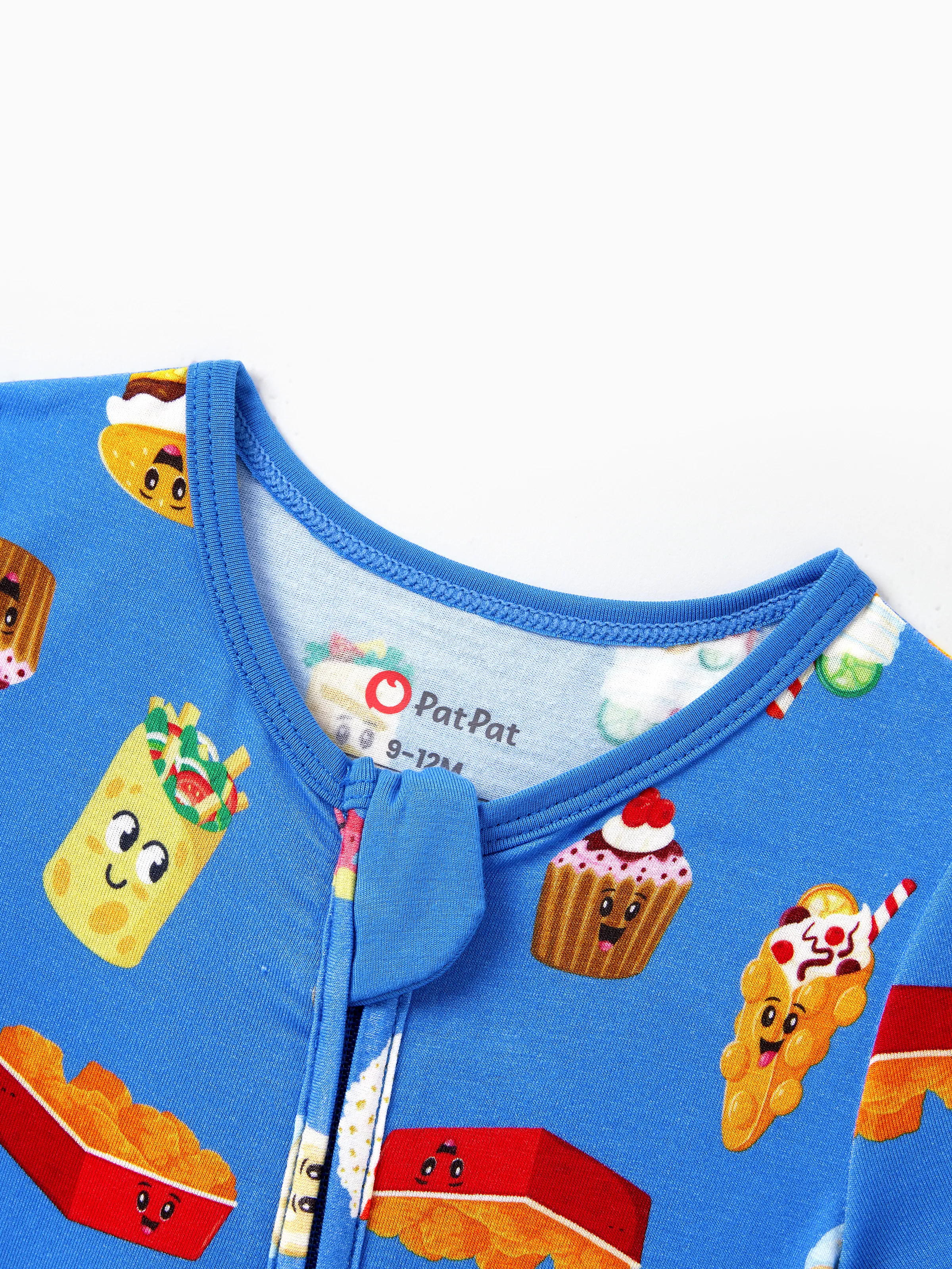 Family Matching Bamboo Pajamas Buttery Soft Bamboo PJs for Men Women Kids Toddler, Cute Burger & Fries Print Short Sleeve Sleepwear (Snug-Fitting for Children) Royal Blue - Image 16