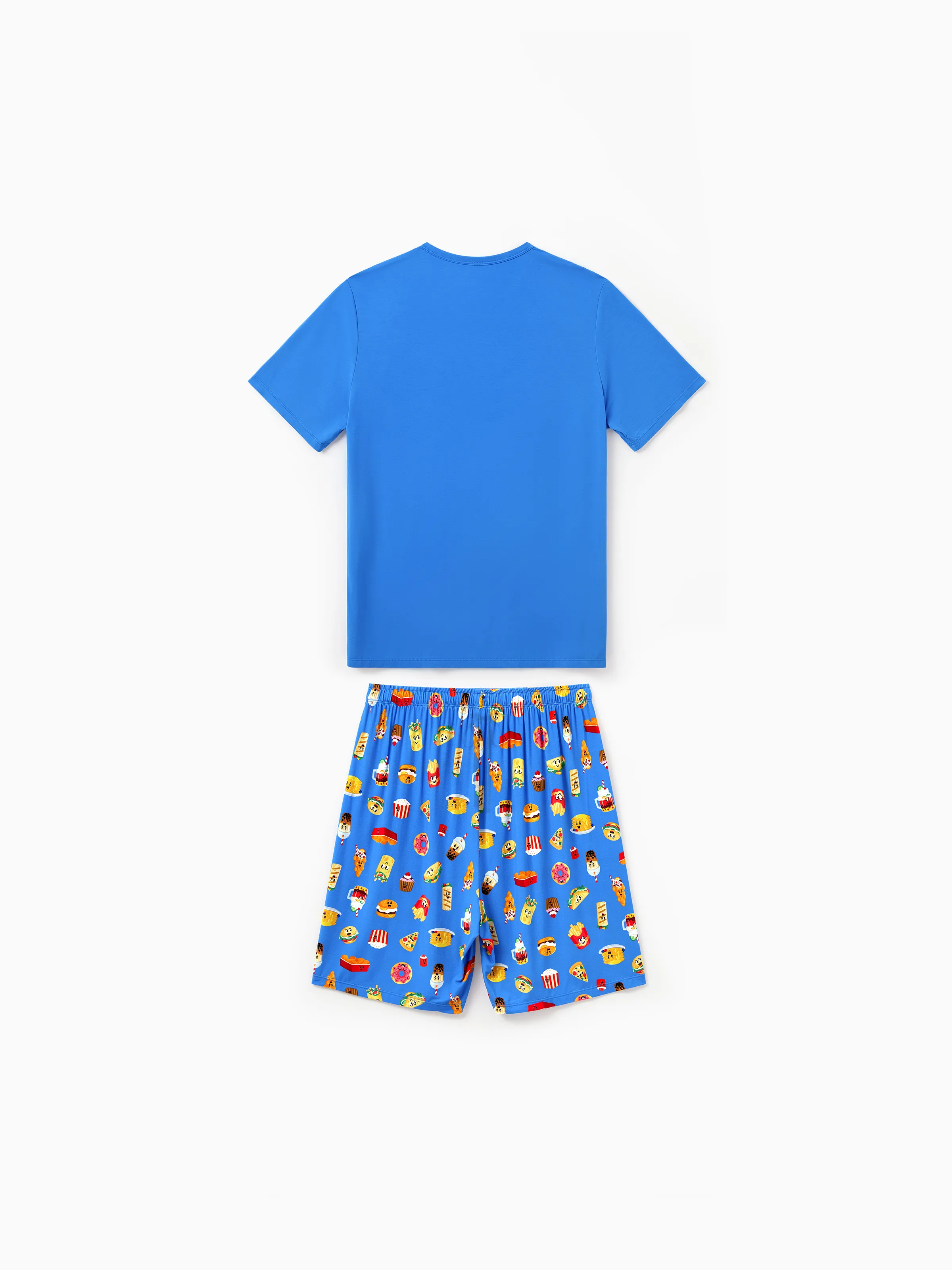 Family Matching Bamboo Pajamas Buttery Soft Bamboo PJs for Men Women Kids Toddler, Cute Burger & Fries Print Short Sleeve Sleepwear (Snug-Fitting for Children) Royal Blue - Image 18