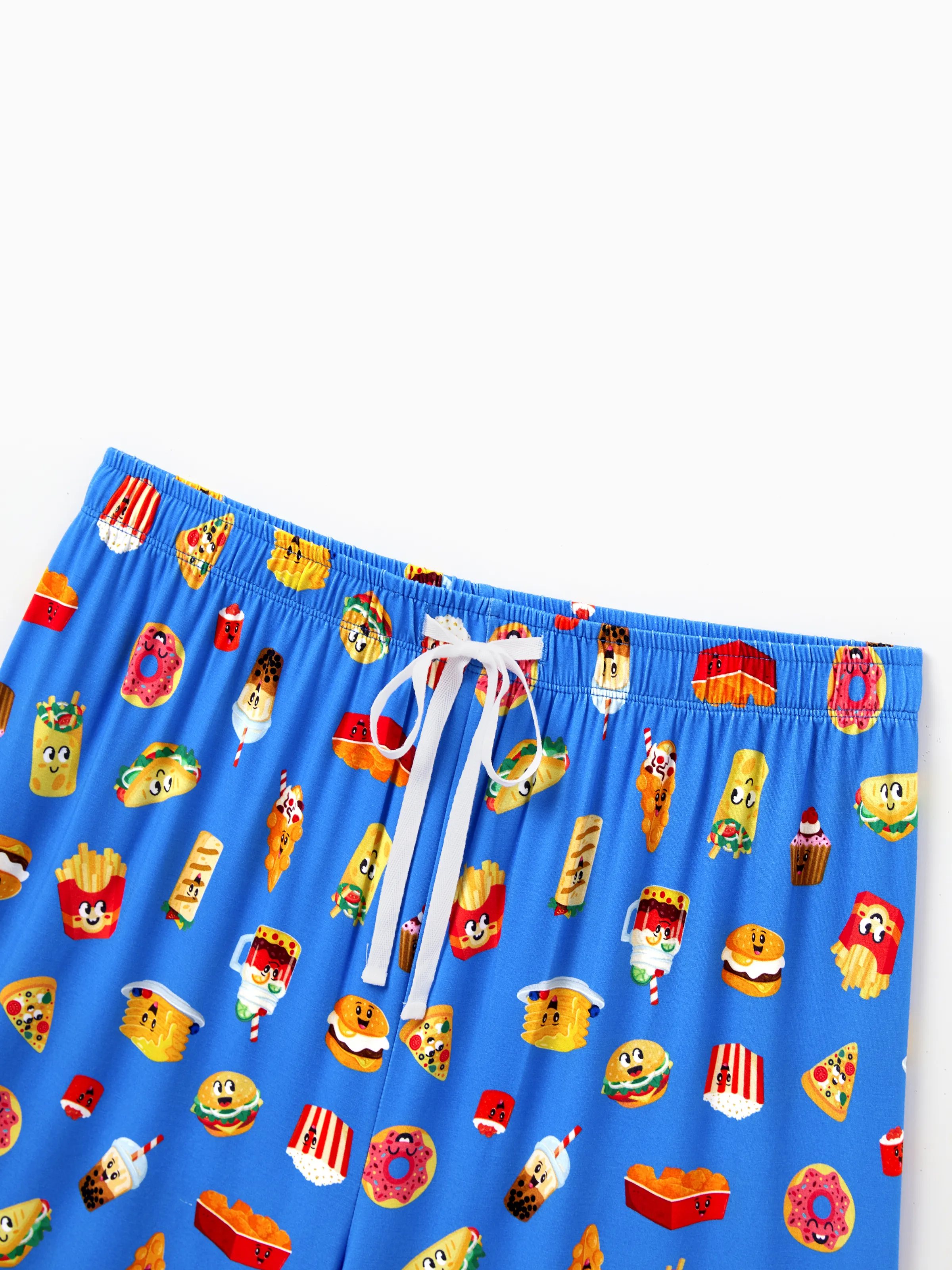 Family Matching Bamboo Pajamas Buttery Soft Bamboo PJs for Men Women Kids Toddler, Cute Burger & Fries Print Short Sleeve Sleepwear (Snug-Fitting for Children) Royal Blue - Image 21