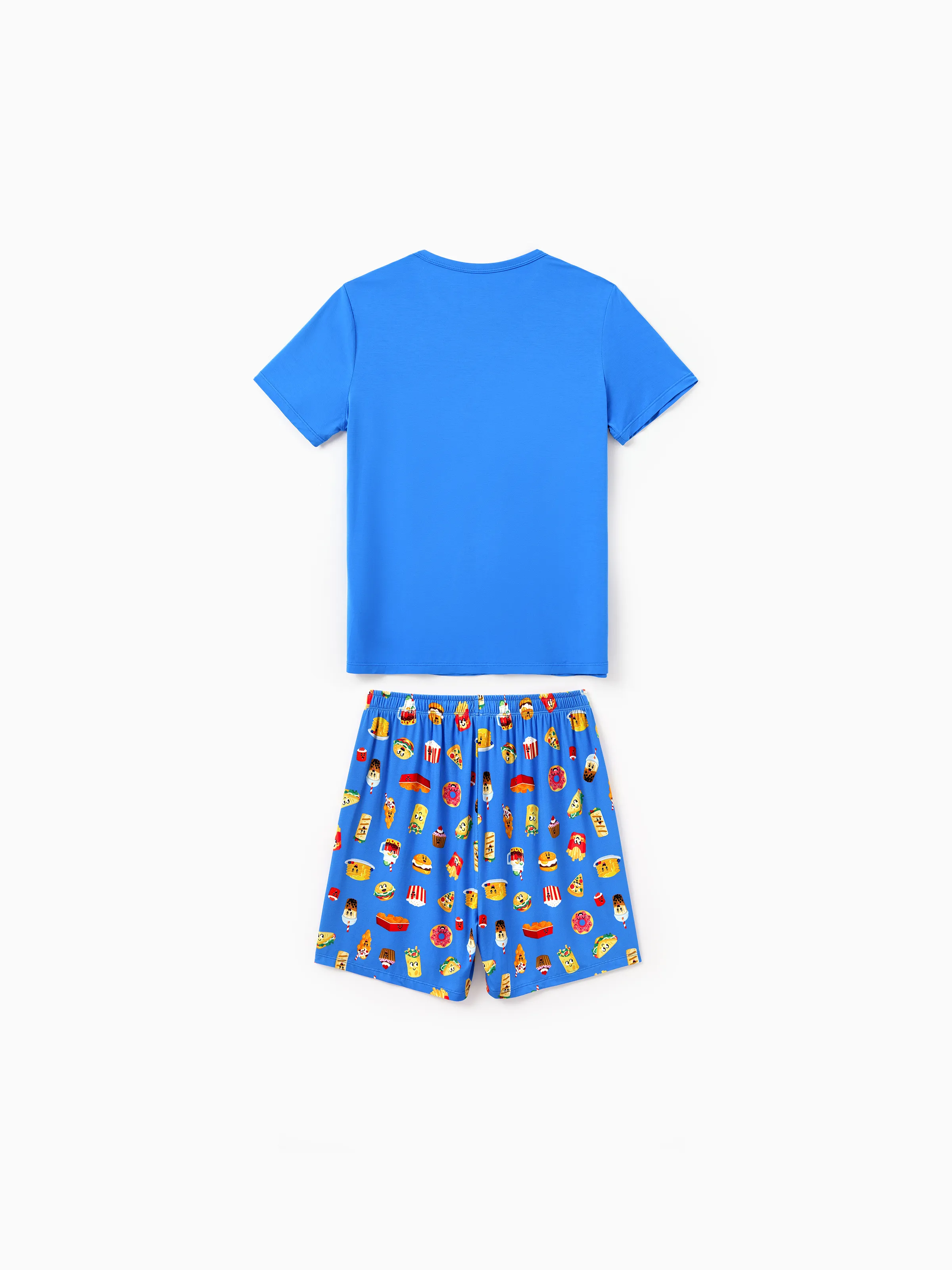 Family Matching Bamboo Pajamas Buttery Soft Bamboo PJs for Men Women Kids Toddler, Cute Burger & Fries Print Short Sleeve Sleepwear (Snug-Fitting for Children) Royal Blue - Image 3