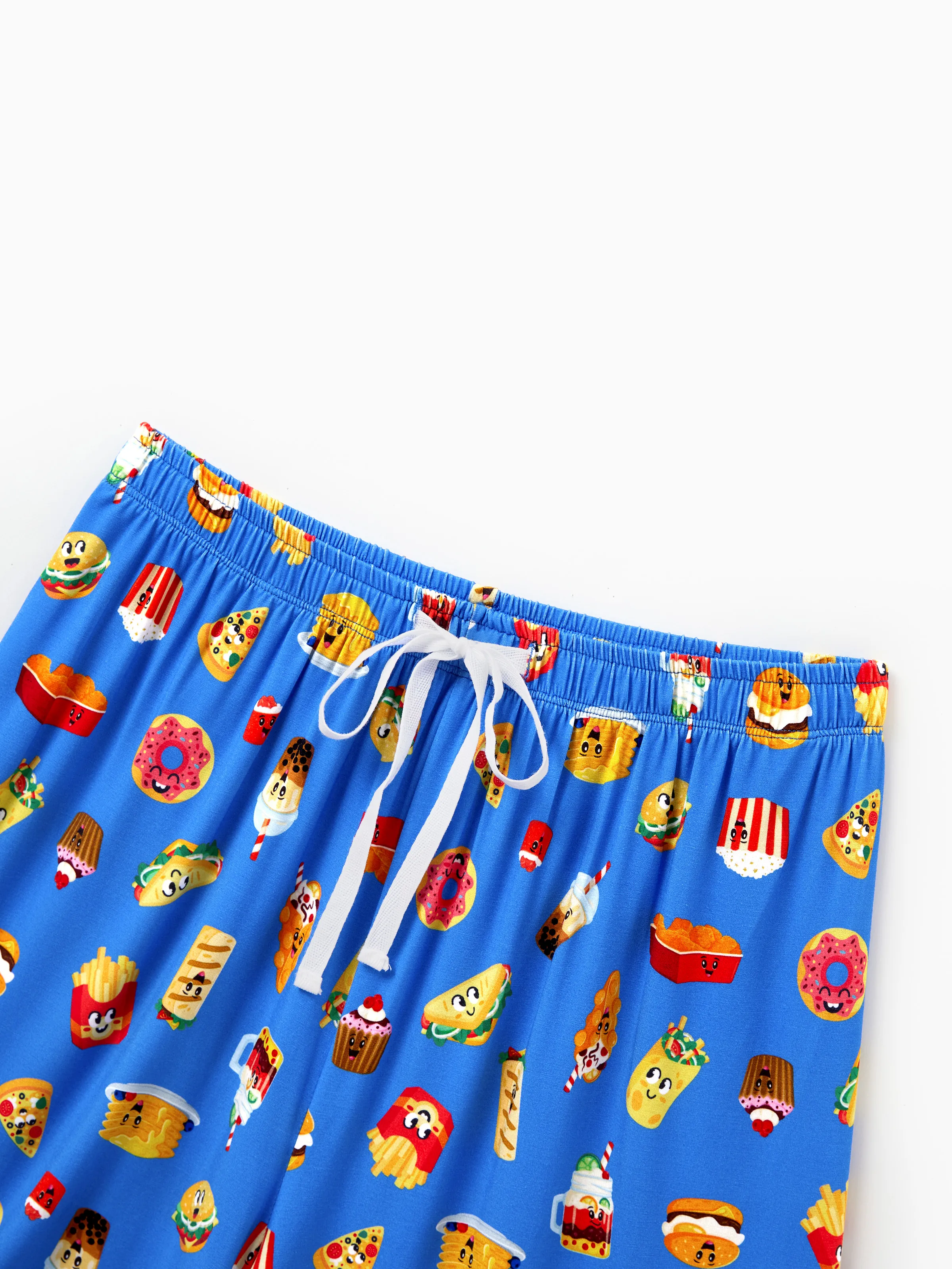 Family Matching Bamboo Pajamas Buttery Soft Bamboo PJs for Men Women Kids Toddler, Cute Burger & Fries Print Short Sleeve Sleepwear (Snug-Fitting for Children) Royal Blue - Image 6