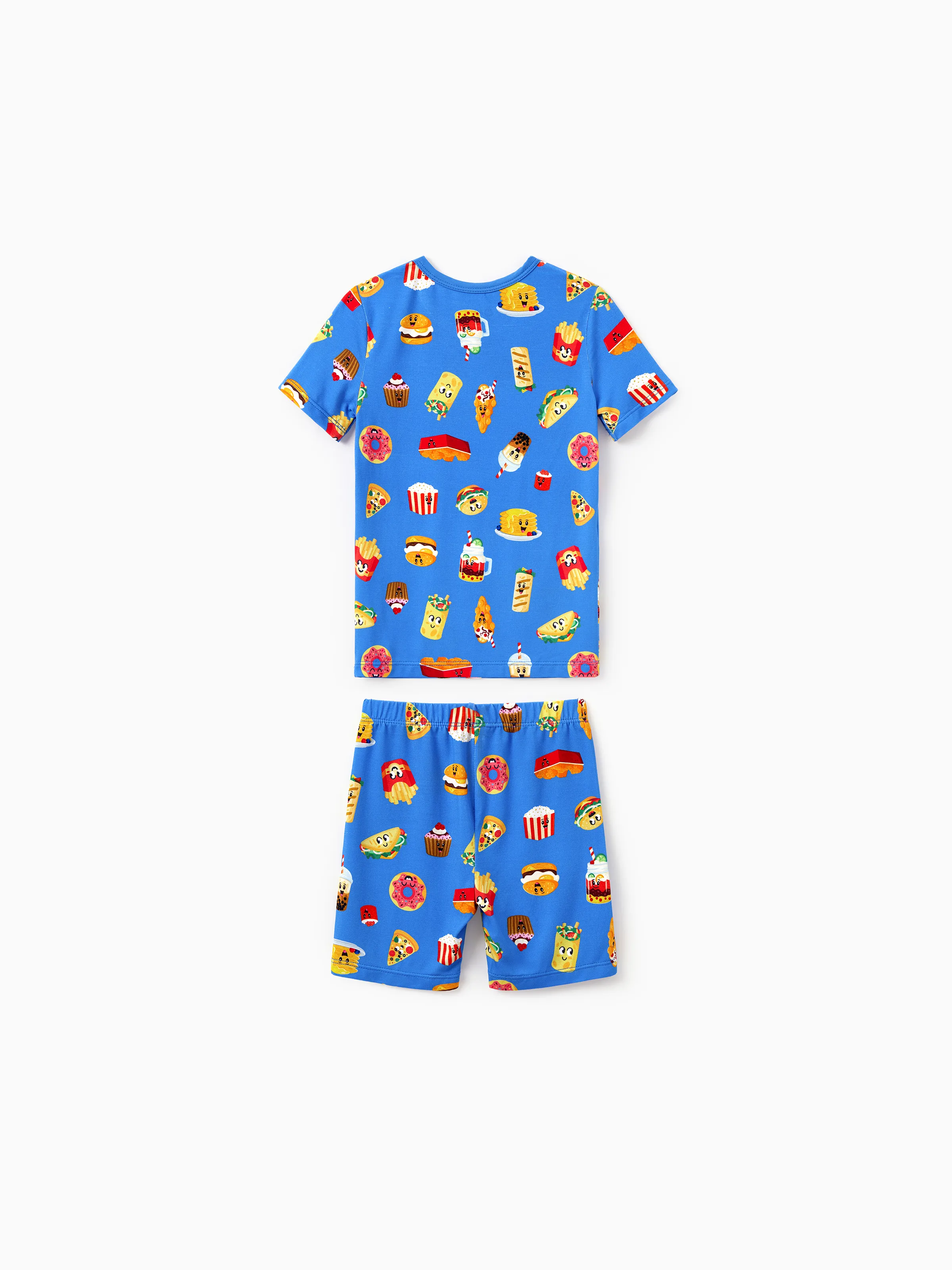 Family Matching Bamboo Pajamas Buttery Soft Bamboo PJs for Men Women Kids Toddler, Cute Burger & Fries Print Short Sleeve Sleepwear (Snug-Fitting for Children) Royal Blue - Image 8