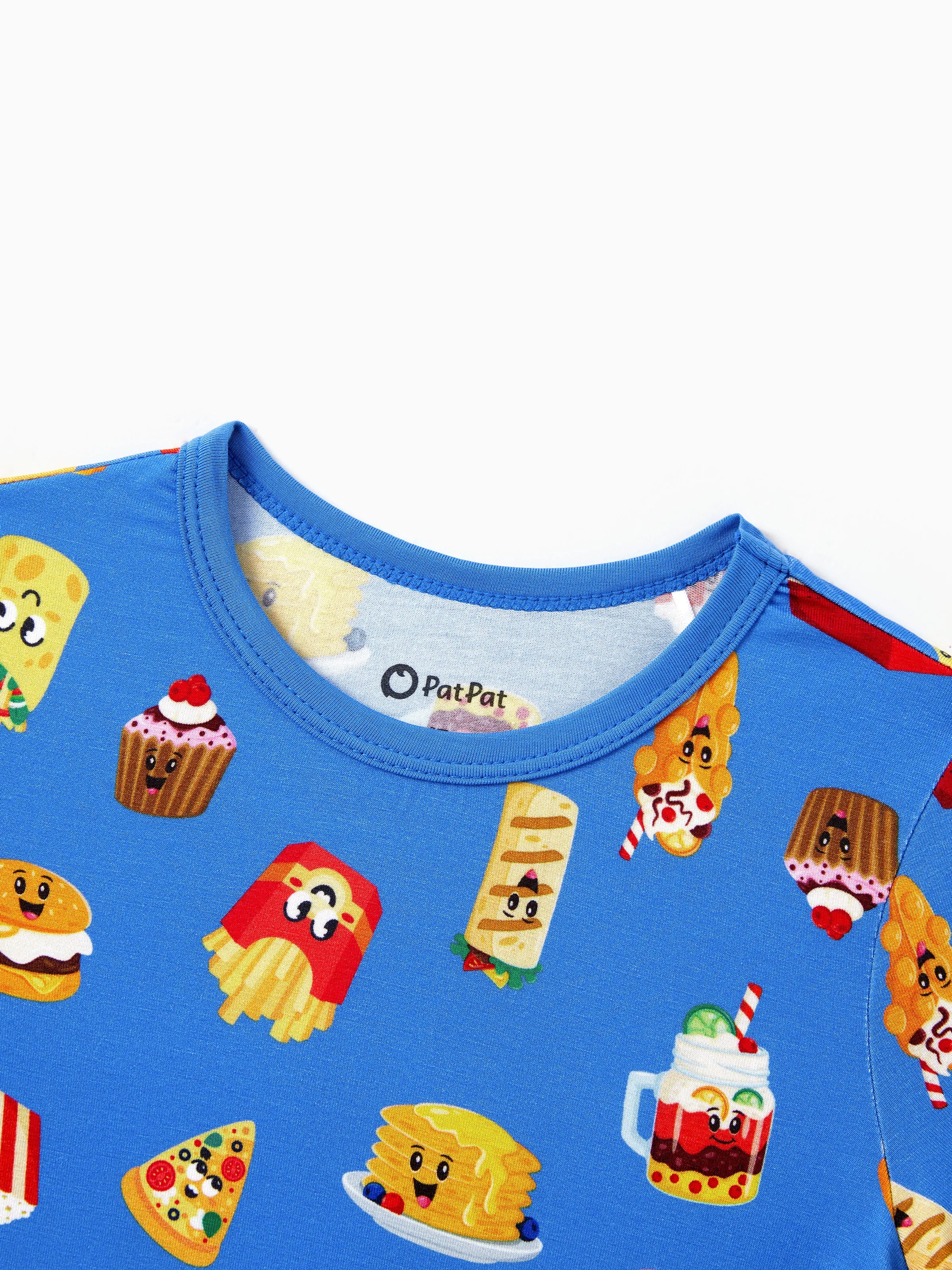 Family Matching Bamboo Pajamas Buttery Soft Bamboo PJs for Men Women Kids Toddler, Cute Burger & Fries Print Short Sleeve Sleepwear (Snug-Fitting for Children) Royal Blue - Image 9