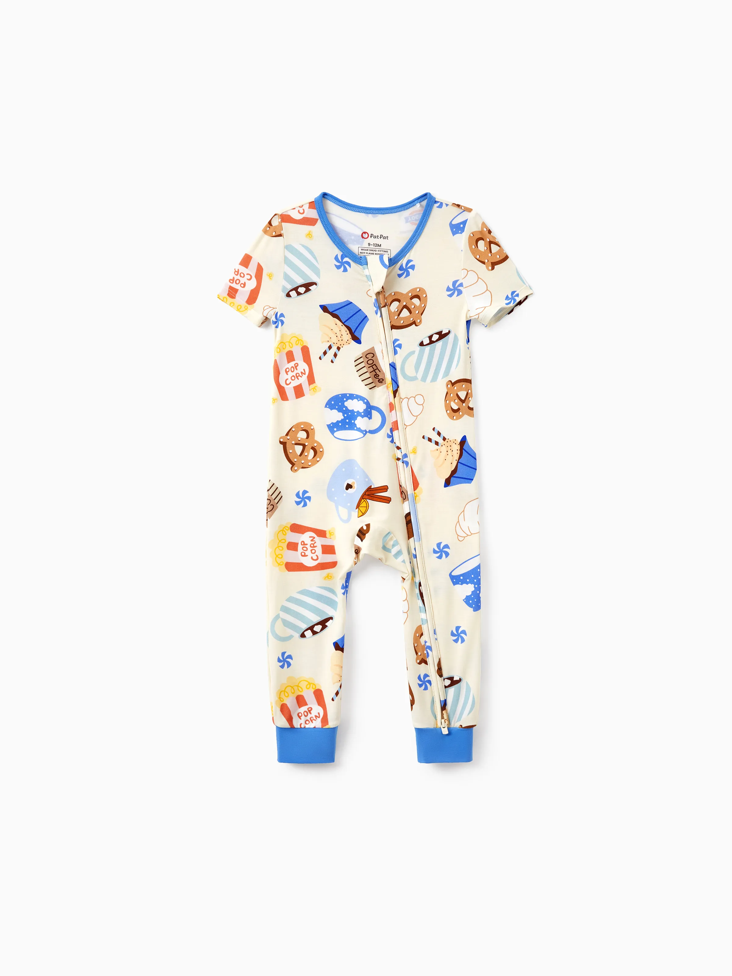 Family Matching Bamboo Pajamas Buttery Soft Bamboo Viscose PJs for Men Women Kids Toddler Baby, Cozy Dessert Print Short-sleeve Sleepwear Blue - Image 12