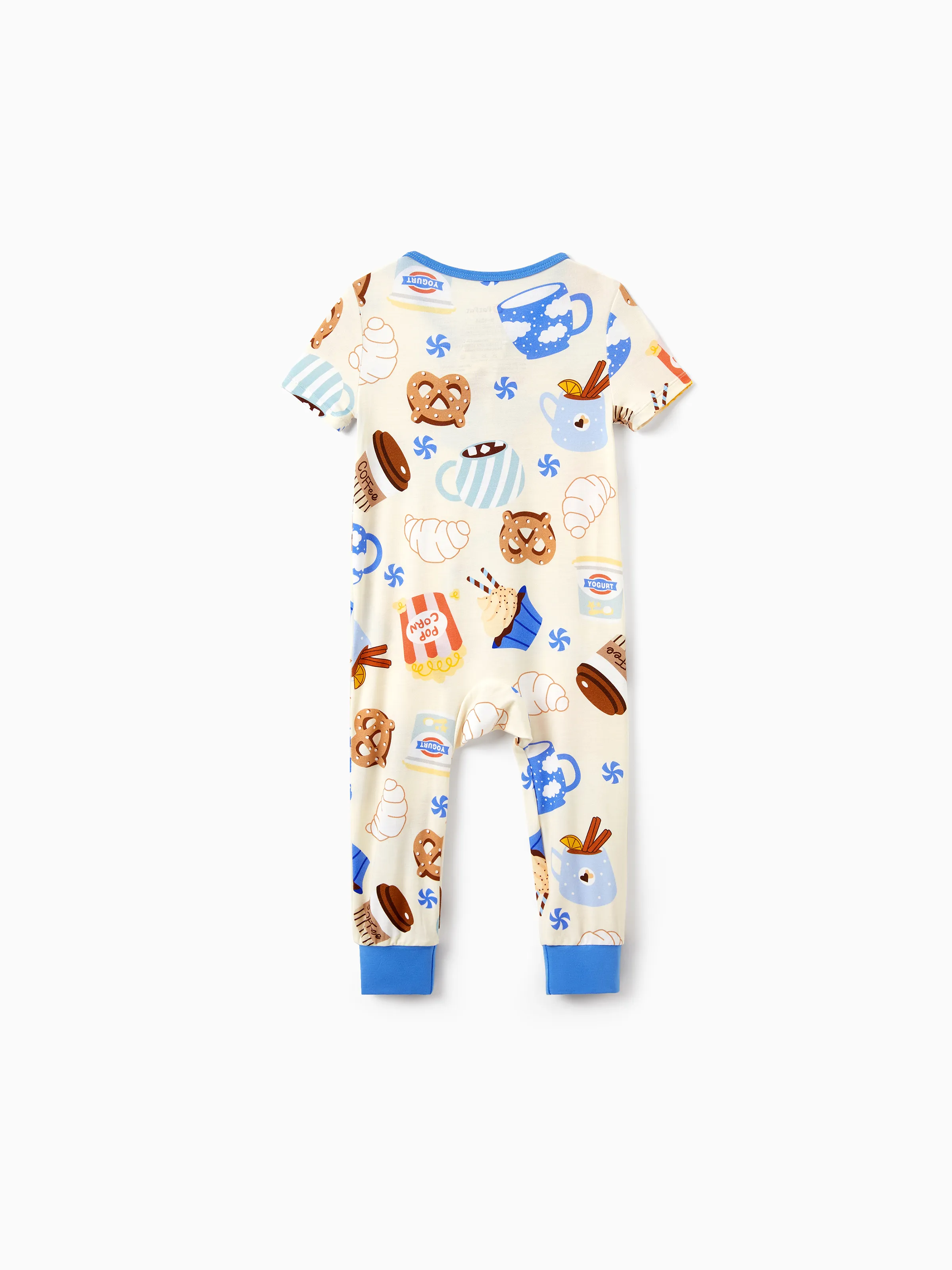 Family Matching Bamboo Pajamas Buttery Soft Bamboo Viscose PJs for Men Women Kids Toddler Baby, Cozy Dessert Print Short-sleeve Sleepwear Blue - Image 13