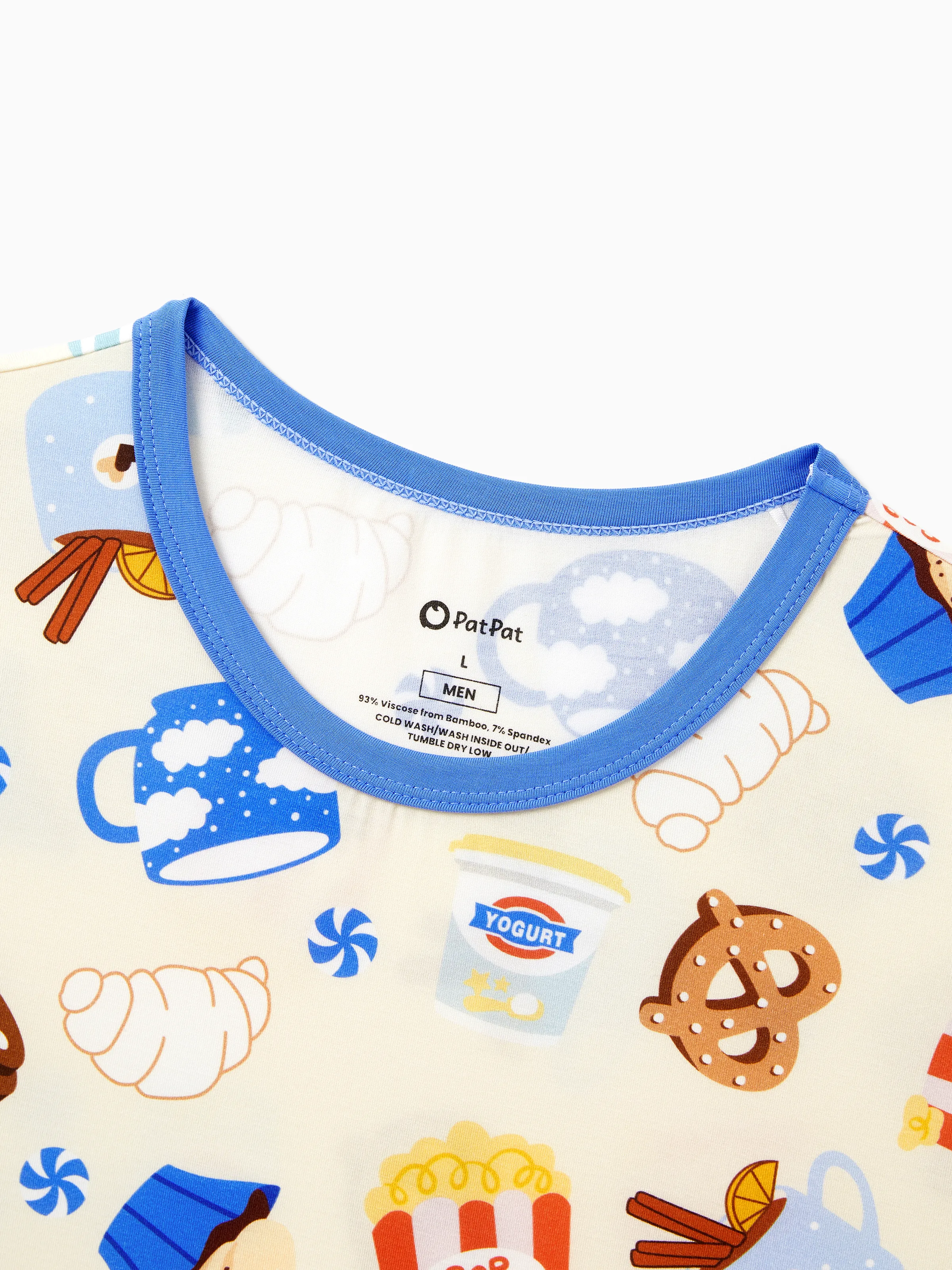 Family Matching Bamboo Pajamas Buttery Soft Bamboo Viscose PJs for Men Women Kids Toddler Baby, Cozy Dessert Print Short-sleeve Sleepwear Blue - Image 19