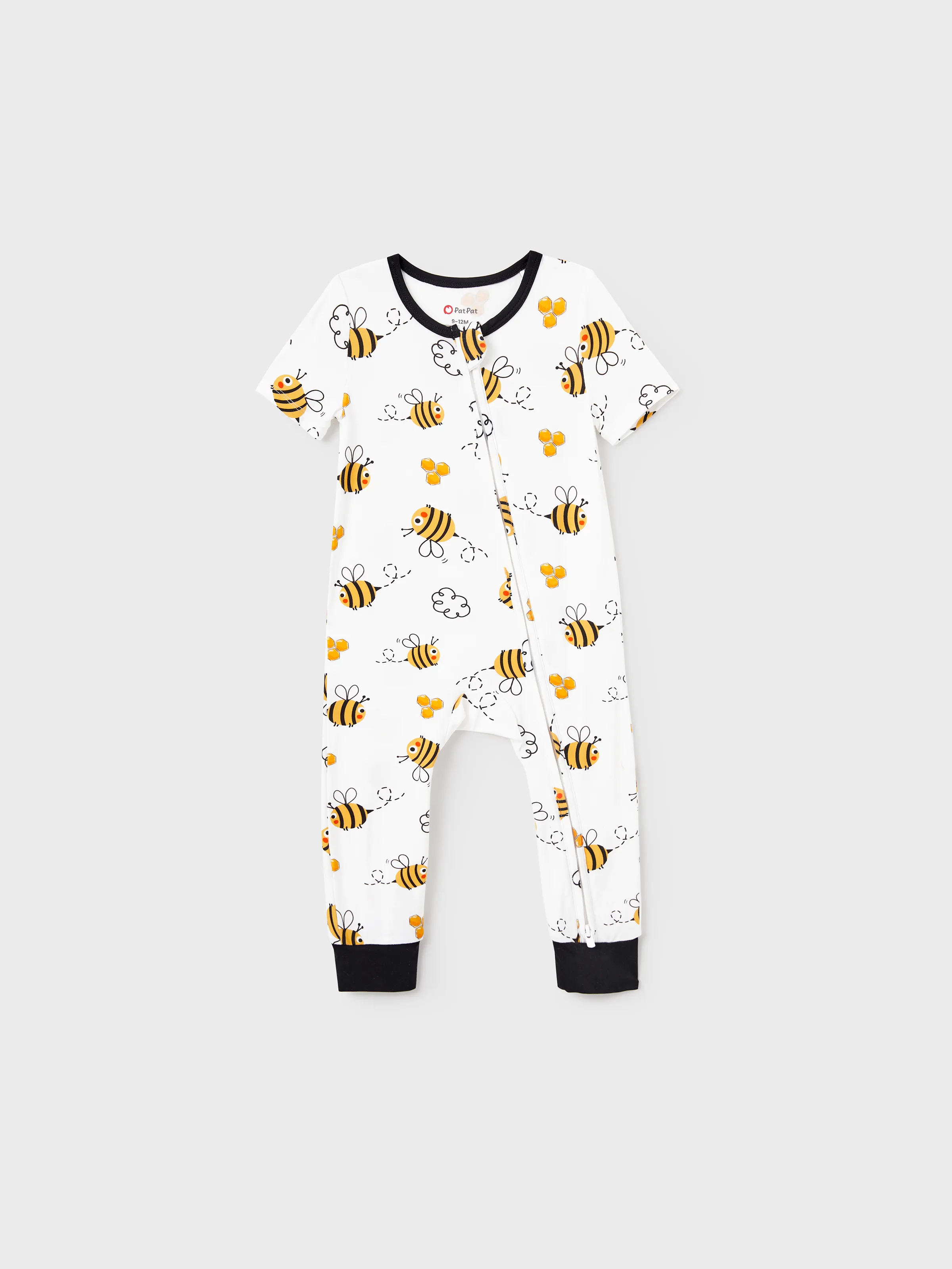 Family Matching Bamboo Pajamas Soft Bamboo Viscose PJs for Men Women Kids Toddler, Cute Bee Print Sleepwear with Short Sleeve Top and Long Pants White - Image 12