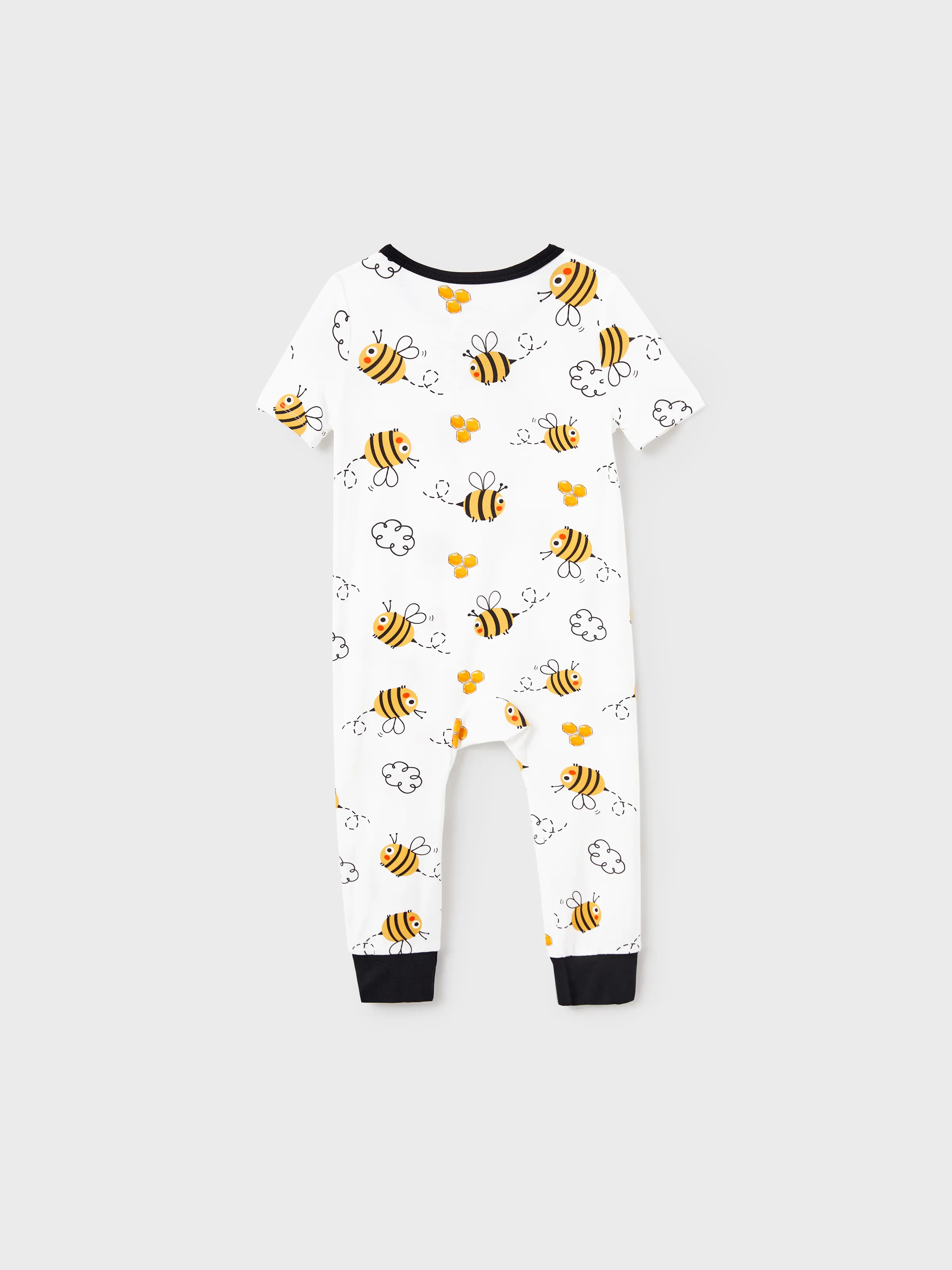 Family Matching Bamboo Pajamas Soft Bamboo Viscose PJs for Men Women Kids Toddler, Cute Bee Print Sleepwear with Short Sleeve Top and Long Pants White - Image 13