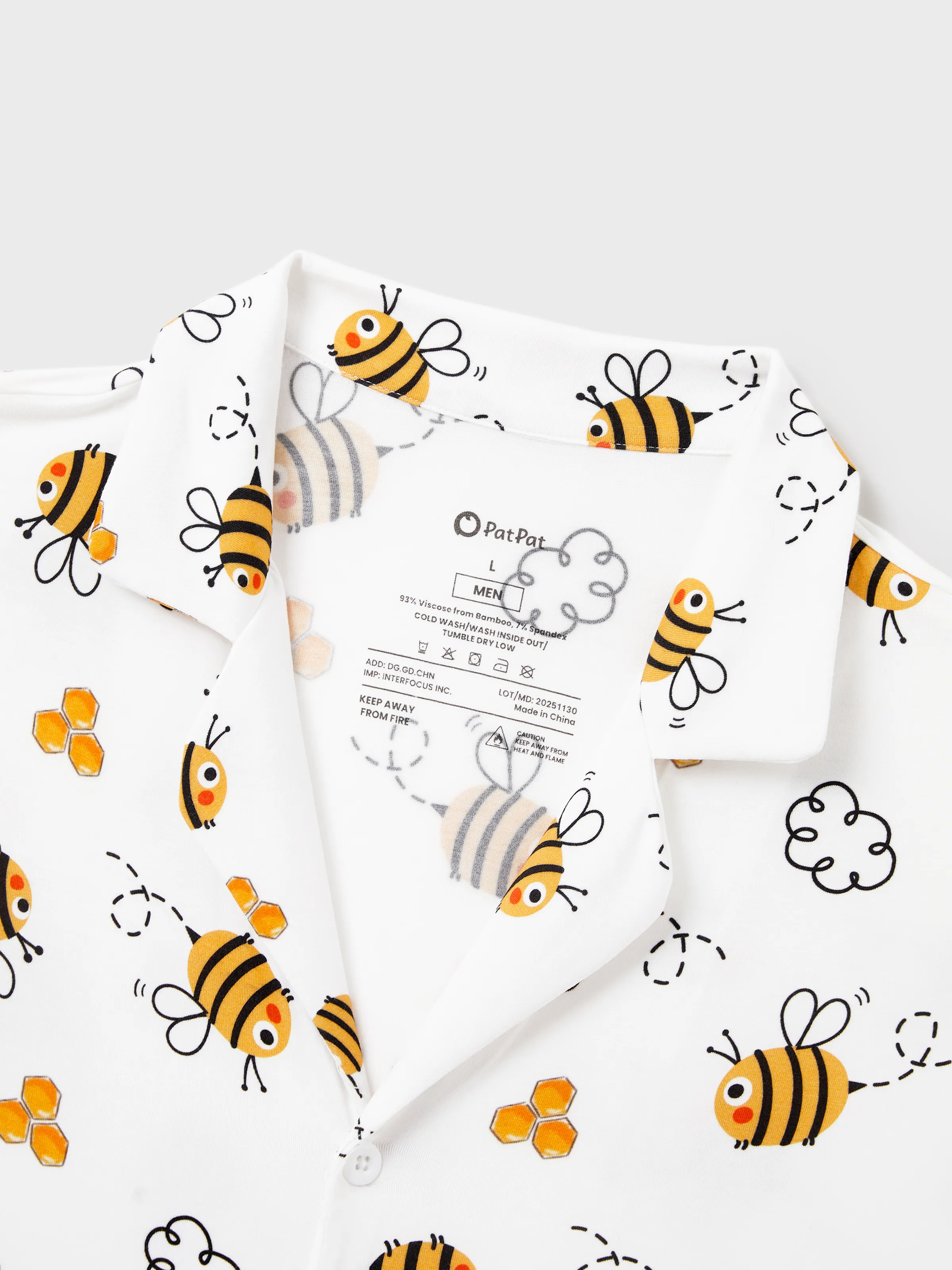 Family Matching Bamboo Pajamas Soft Bamboo Viscose PJs for Men Women Kids Toddler, Cute Bee Print Sleepwear with Short Sleeve Top and Long Pants White - Image 19