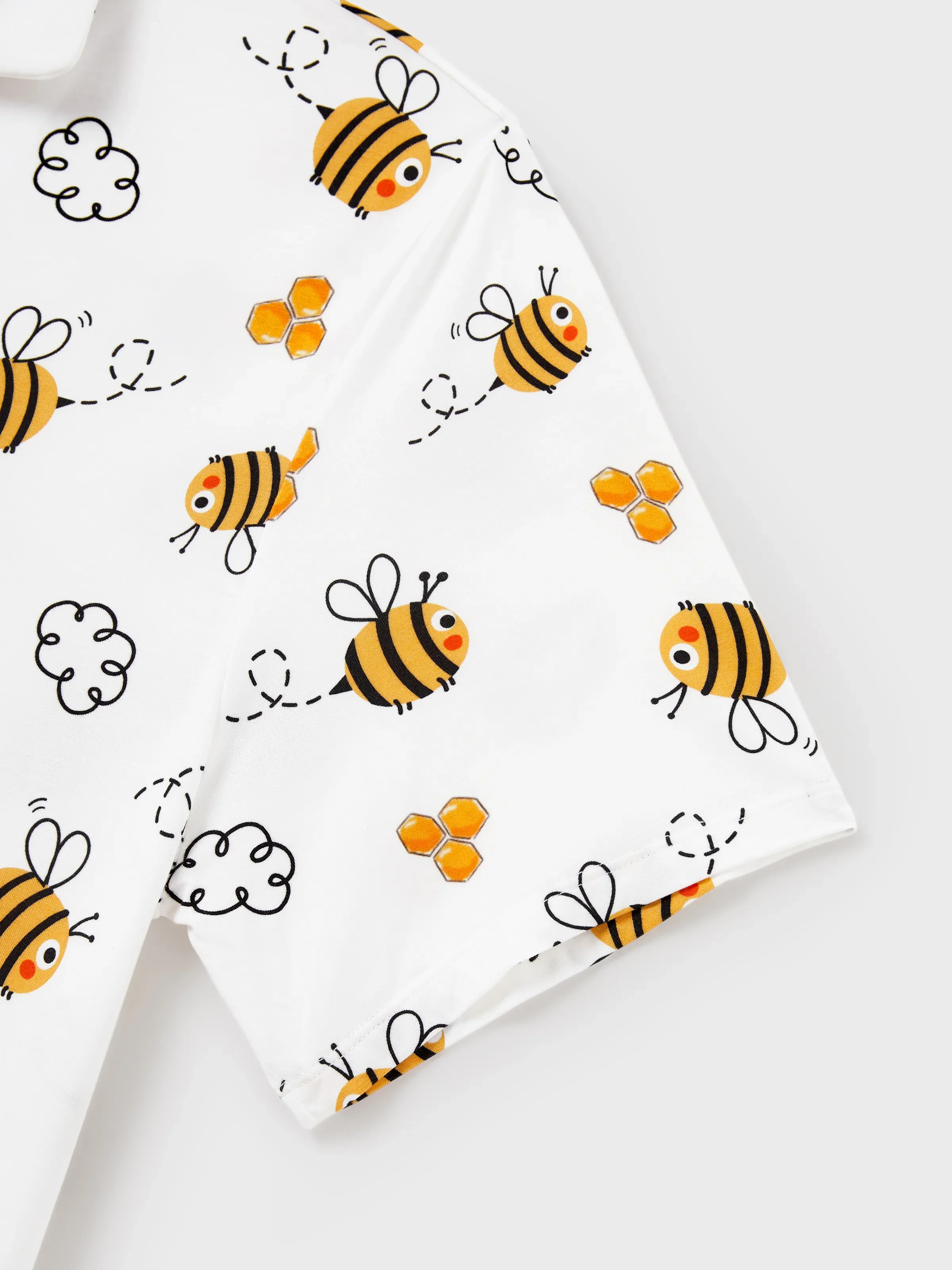 Family Matching Bamboo Pajamas Soft Bamboo Viscose PJs for Men Women Kids Toddler, Cute Bee Print Sleepwear with Short Sleeve Top and Long Pants White - Image 20