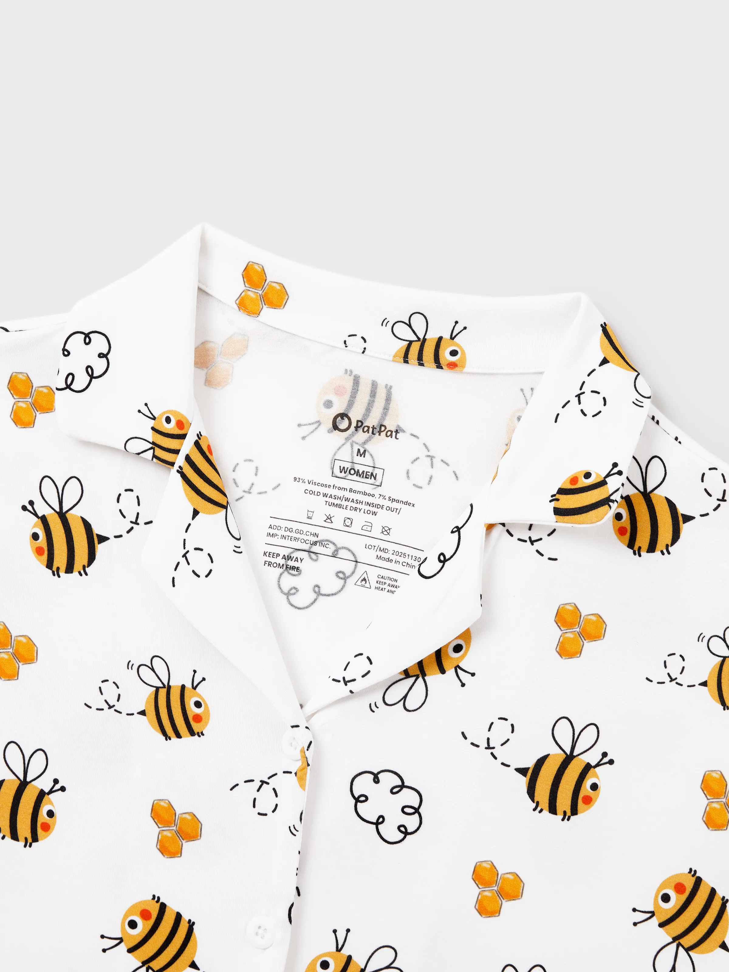 Family Matching Bamboo Pajamas Soft Bamboo Viscose PJs for Men Women Kids Toddler, Cute Bee Print Sleepwear with Short Sleeve Top and Long Pants White - Image 4
