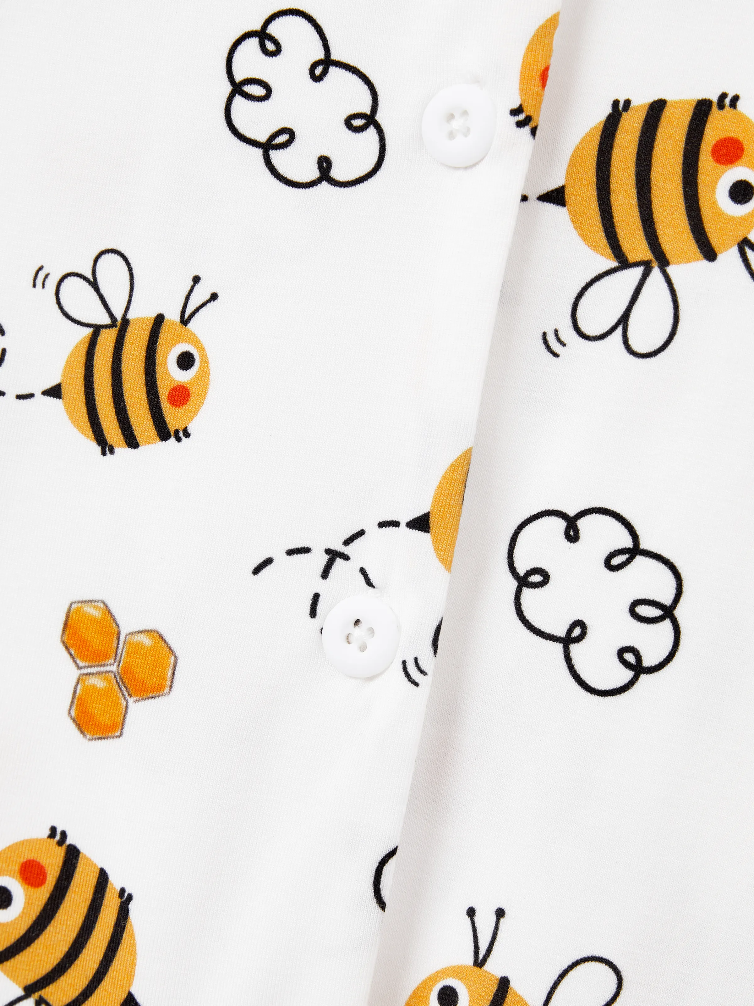 Family Matching Bamboo Pajamas Soft Bamboo Viscose PJs for Men Women Kids Toddler, Cute Bee Print Sleepwear with Short Sleeve Top and Long Pants White - Image 5