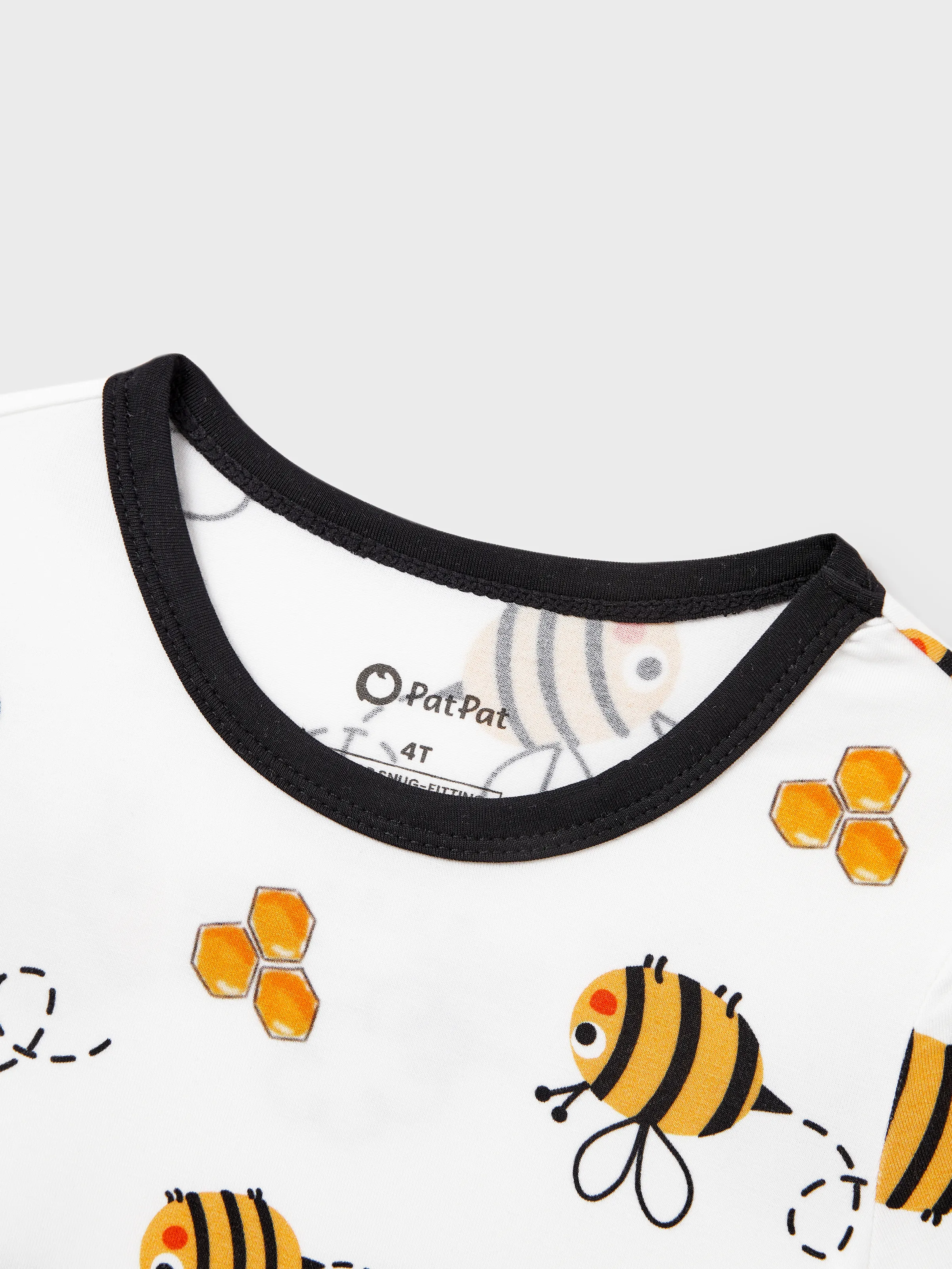 Family Matching Bamboo Pajamas Soft Bamboo Viscose PJs for Men Women Kids Toddler, Cute Bee Print Sleepwear with Short Sleeve Top and Long Pants White - Image 9