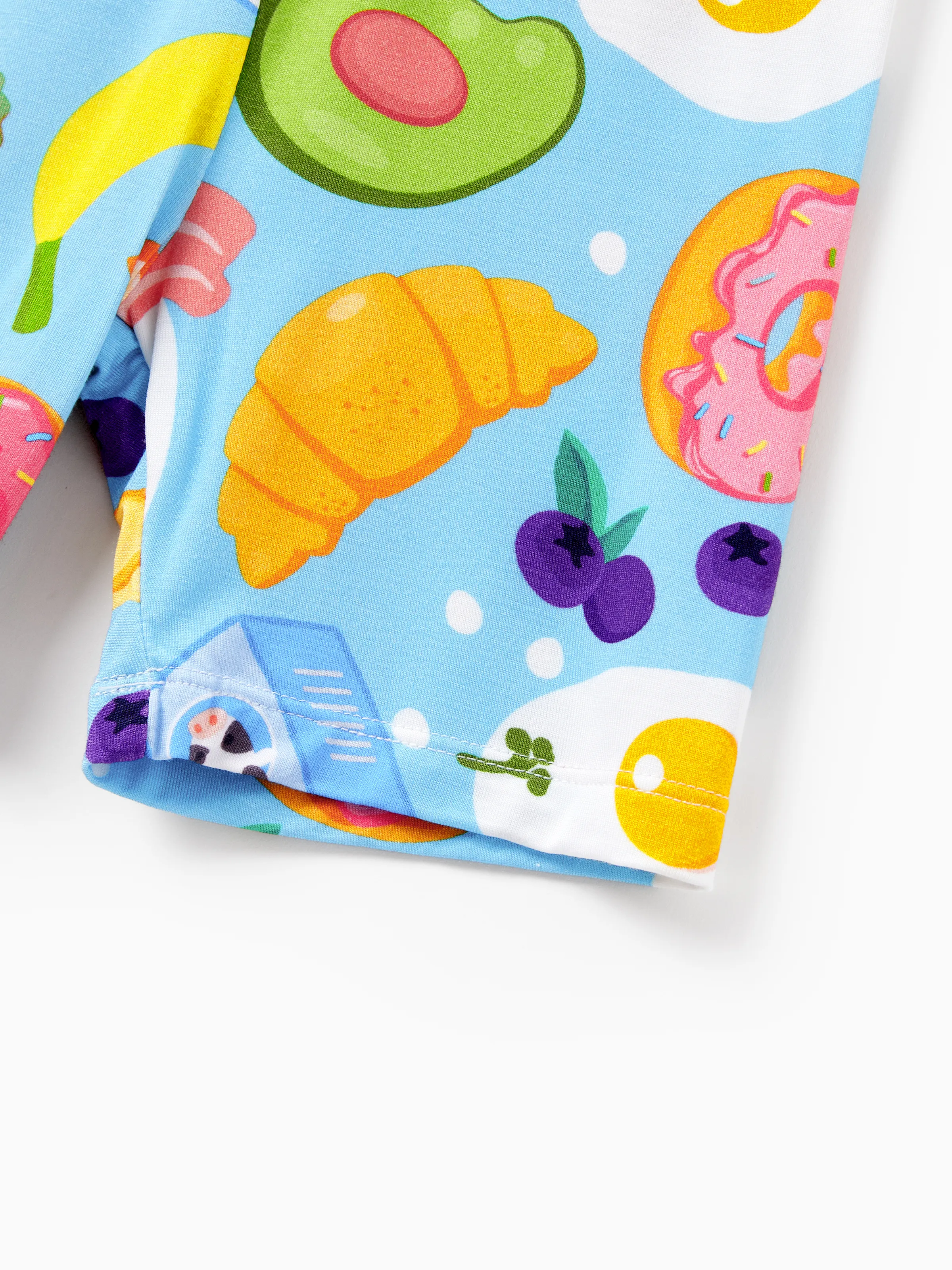 Family Matching Bamboo Pajamas Soft Bamboo Viscose PJs for Men Women Kids Toddler, Fun Food & Fruit Print Short-sleeve Sleepwear Blue - Image 11