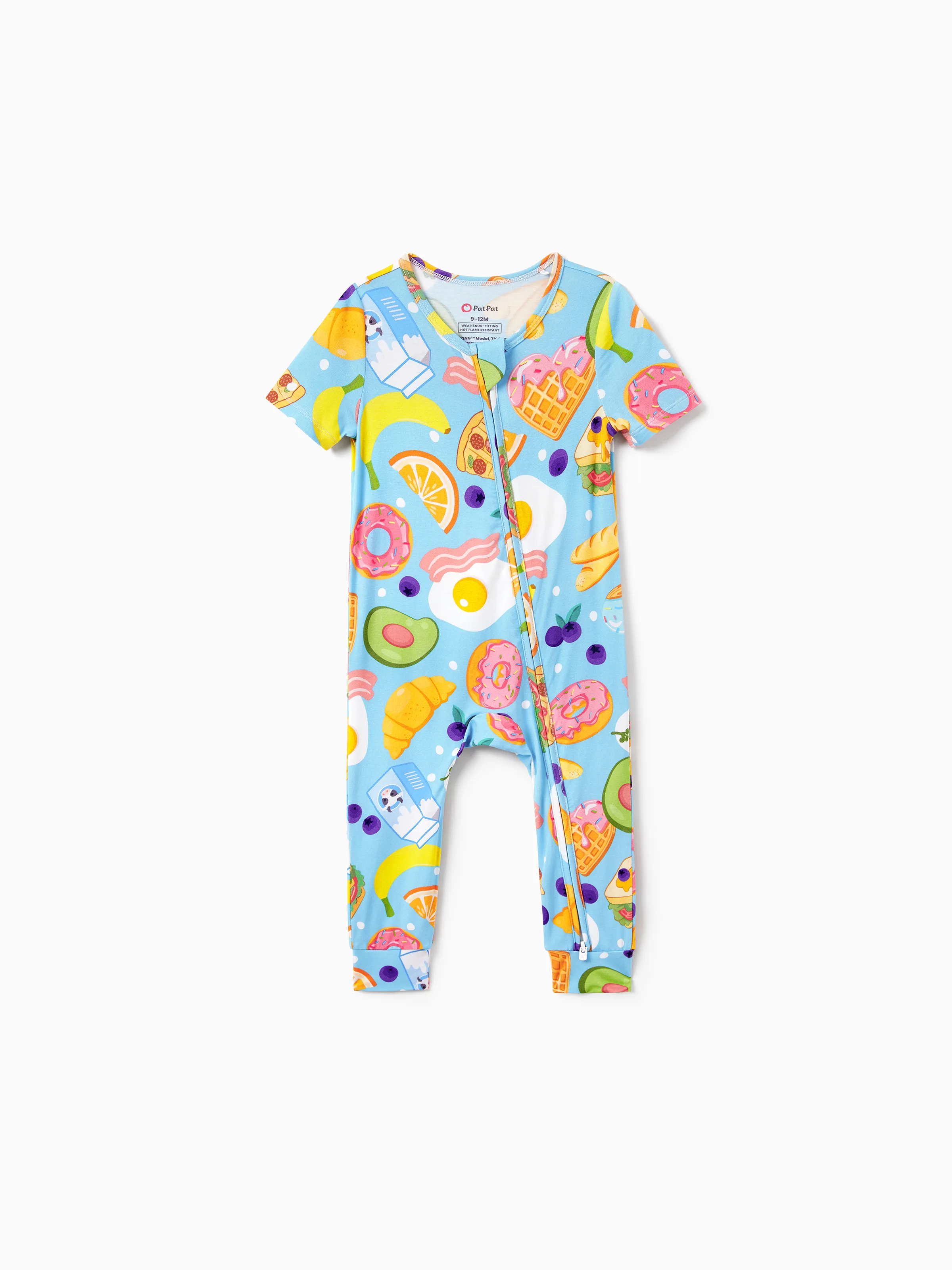 Family Matching Bamboo Pajamas Soft Bamboo Viscose PJs for Men Women Kids Toddler, Fun Food & Fruit Print Short-sleeve Sleepwear Blue - Image 12