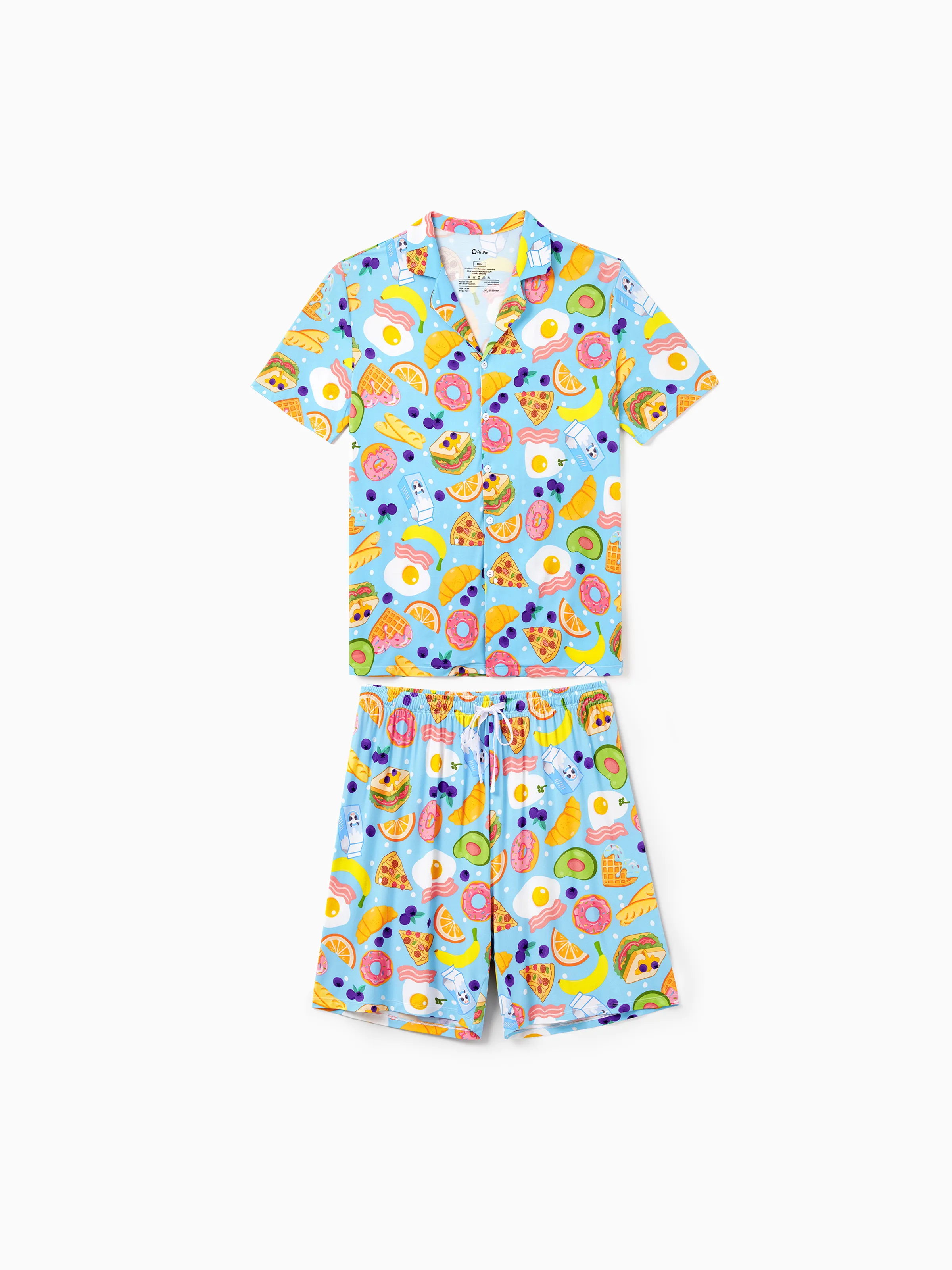 Family Matching Bamboo Pajamas Soft Bamboo Viscose PJs for Men Women Kids Toddler, Fun Food & Fruit Print Short-sleeve Sleepwear Blue - Image 17