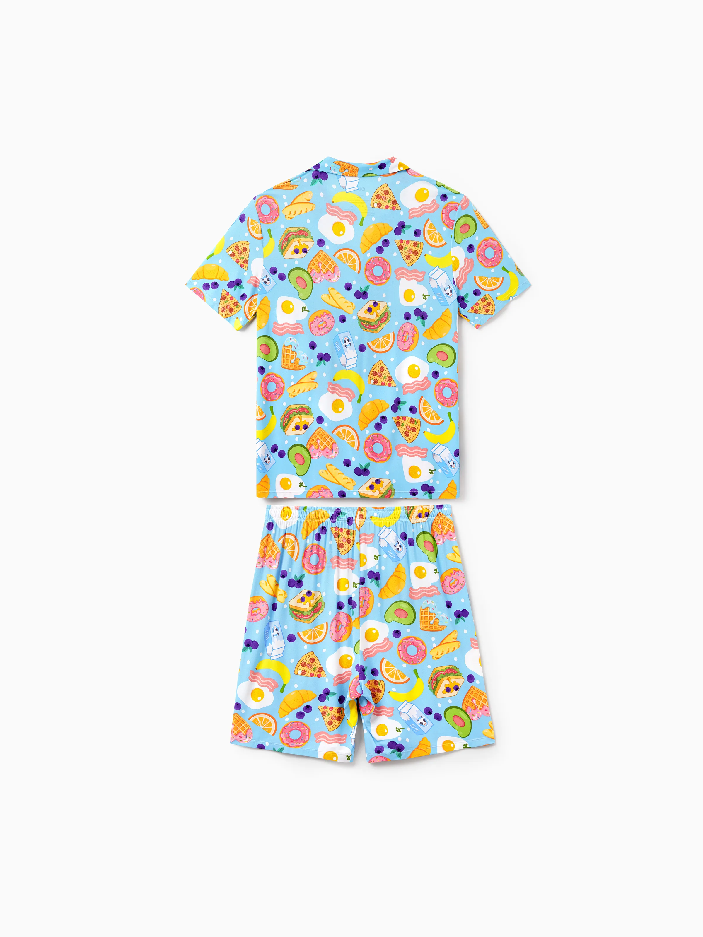 Family Matching Bamboo Pajamas Soft Bamboo Viscose PJs for Men Women Kids Toddler, Fun Food & Fruit Print Short-sleeve Sleepwear Blue - Image 18