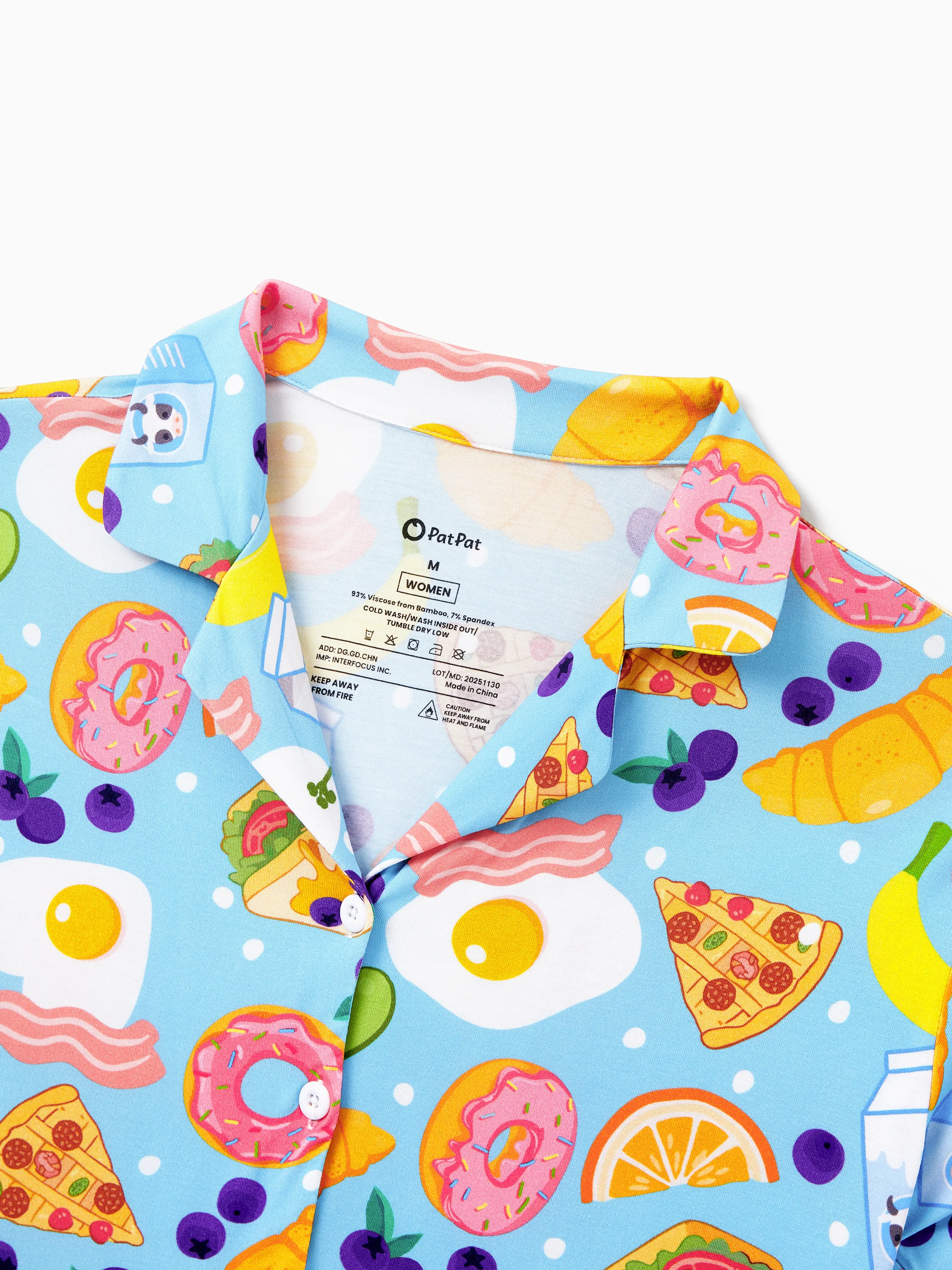 Family Matching Bamboo Pajamas Soft Bamboo Viscose PJs for Men Women Kids Toddler, Fun Food & Fruit Print Short-sleeve Sleepwear Blue - Image 4