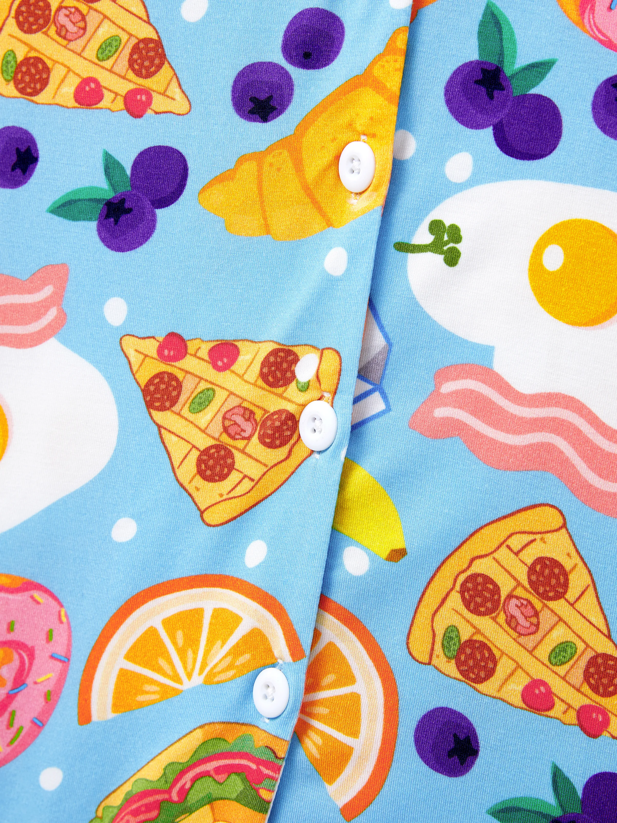 Family Matching Bamboo Pajamas Soft Bamboo Viscose PJs for Men Women Kids Toddler, Fun Food & Fruit Print Short-sleeve Sleepwear Blue - Image 5