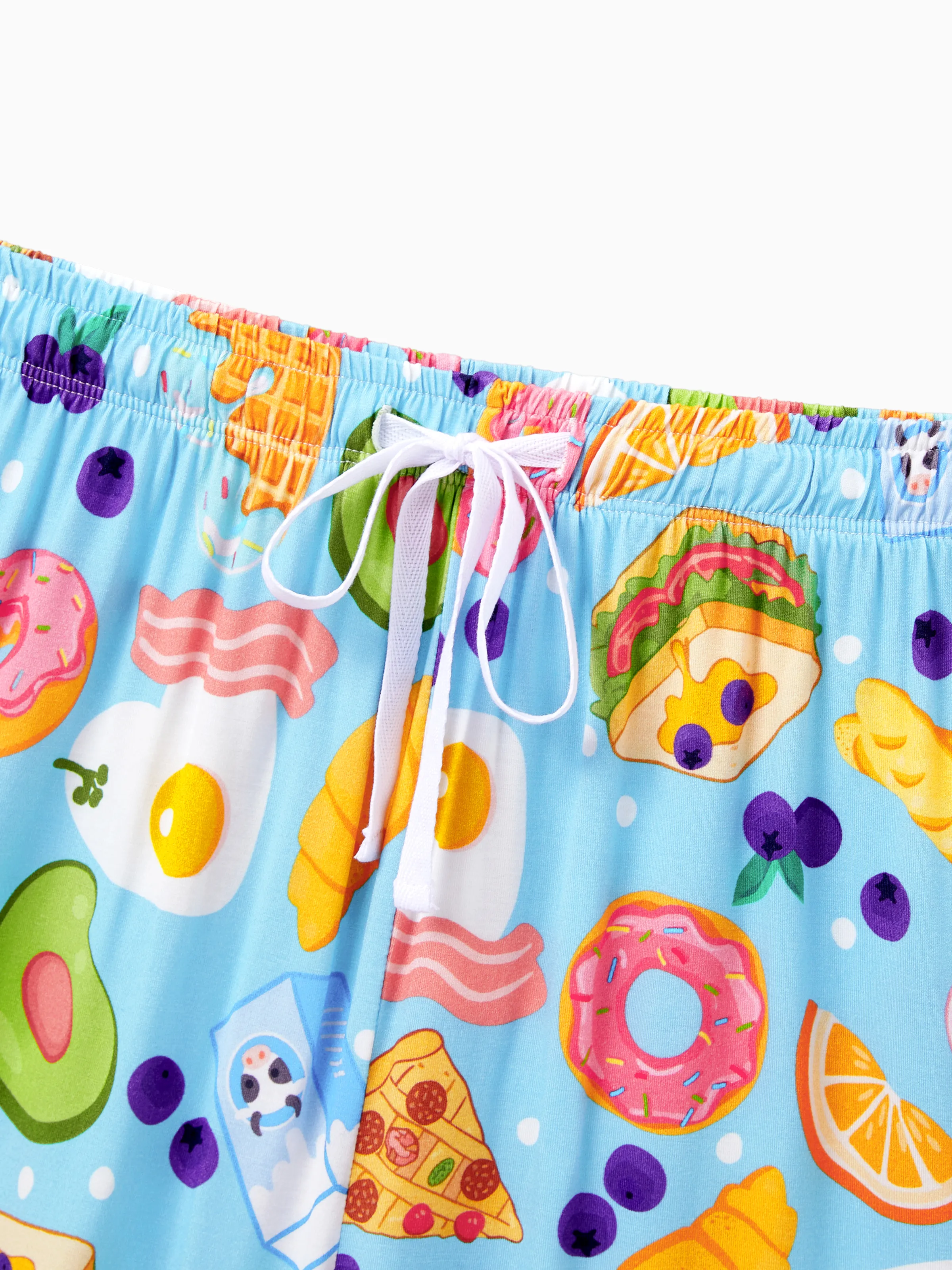 Family Matching Bamboo Pajamas Soft Bamboo Viscose PJs for Men Women Kids Toddler, Fun Food & Fruit Print Short-sleeve Sleepwear Blue - Image 6