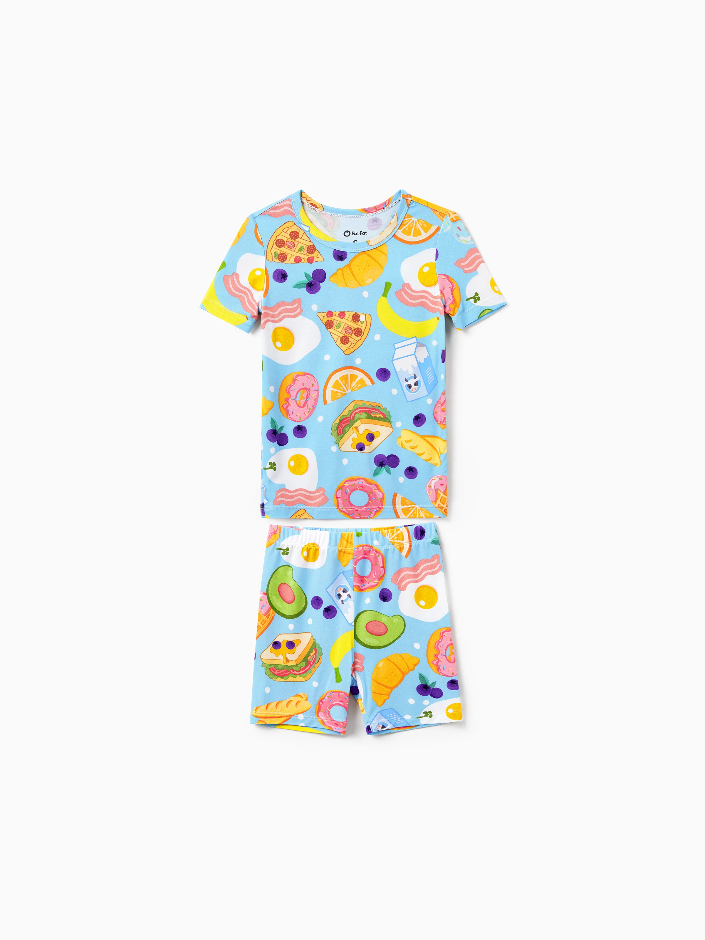 Family Matching Bamboo Pajamas Soft Bamboo Viscose PJs for Men Women Kids Toddler, Fun Food & Fruit Print Short-sleeve Sleepwear Blue - Image 7