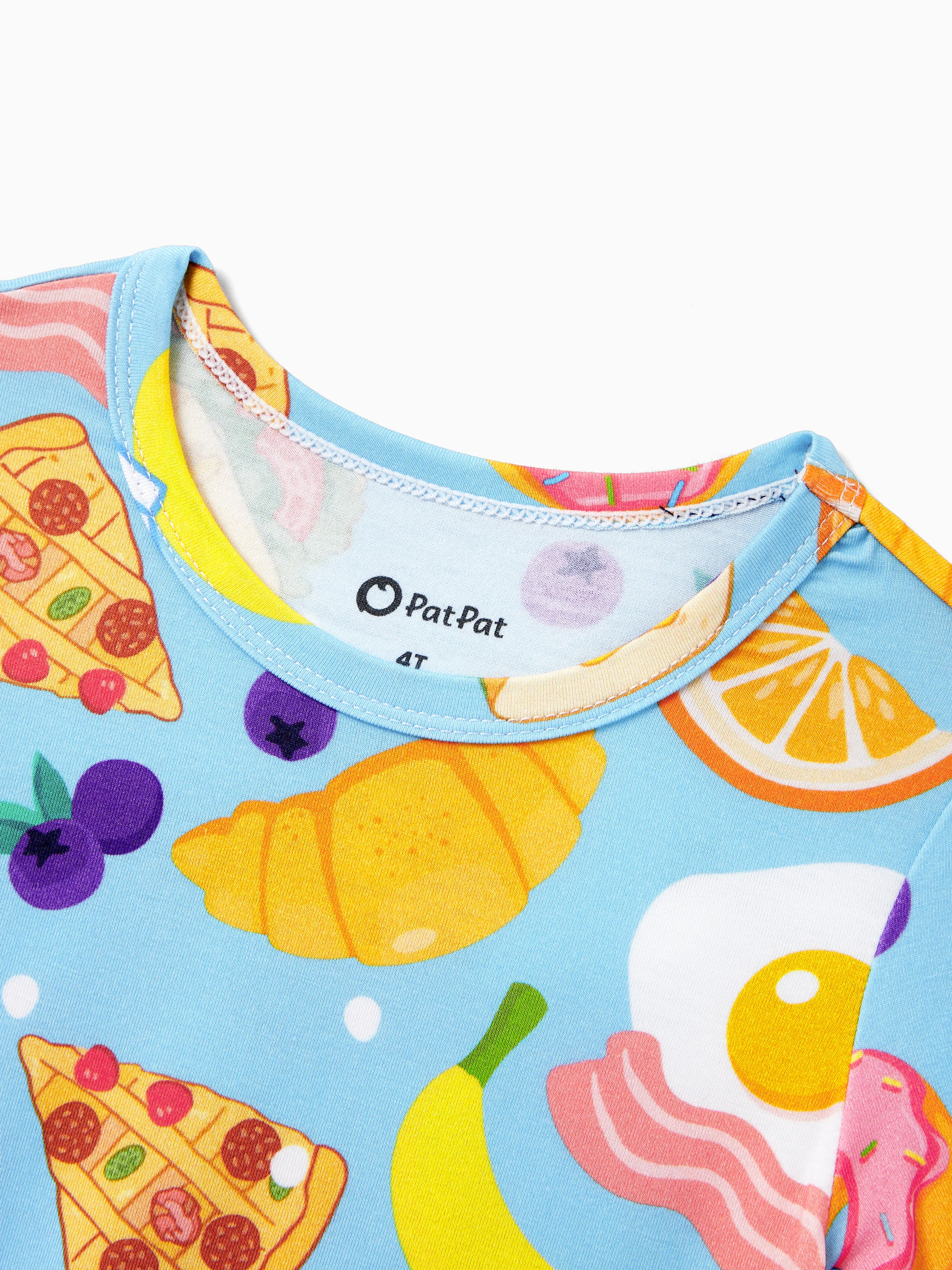 Family Matching Bamboo Pajamas Soft Bamboo Viscose PJs for Men Women Kids Toddler, Fun Food & Fruit Print Short-sleeve Sleepwear Blue - Image 9