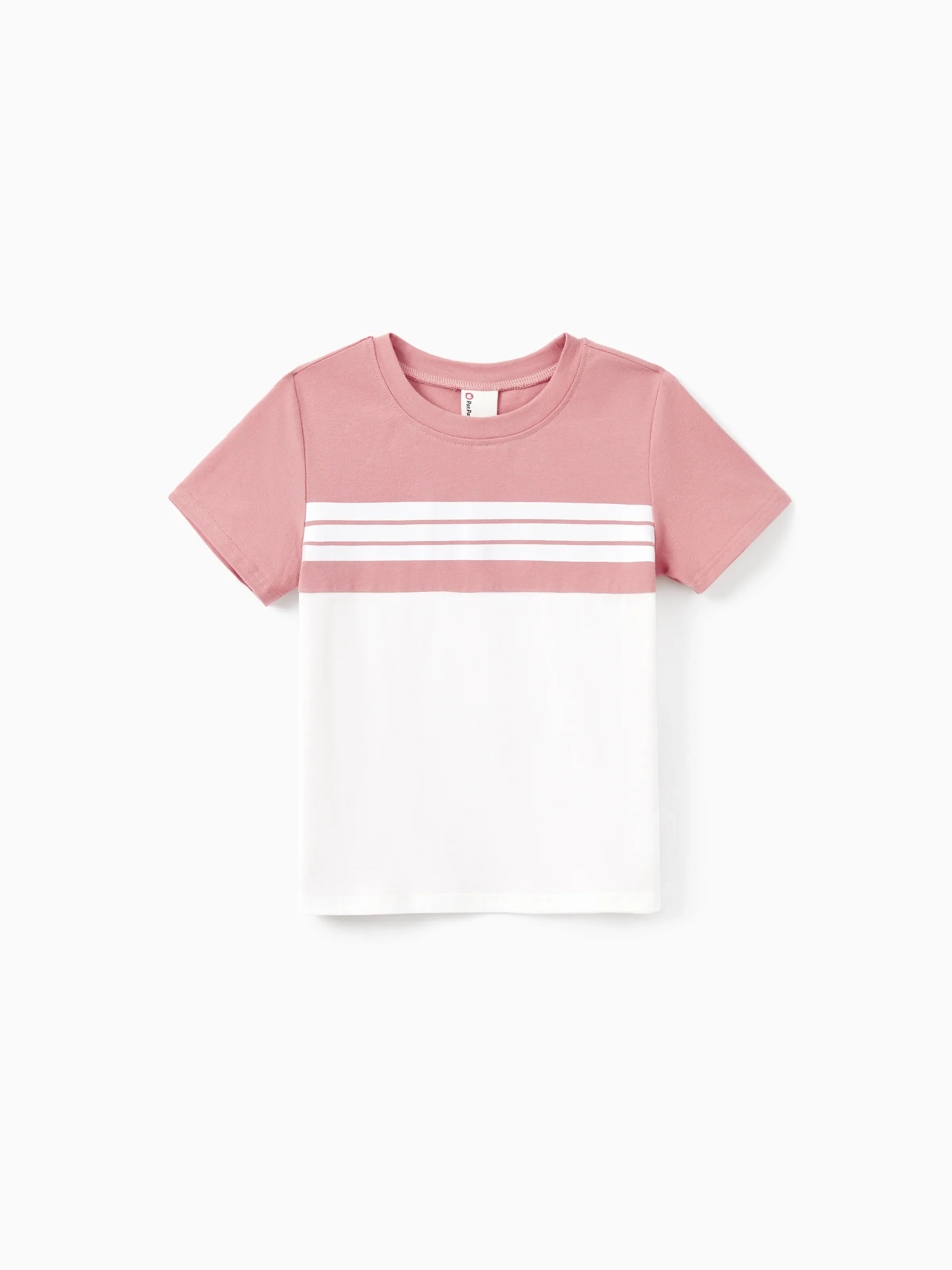 Family Matching Blue Cotton Colorblock Tee Shirt or Floral Print Smocking Puff-sleeve Dress Set  Pink - Image 16