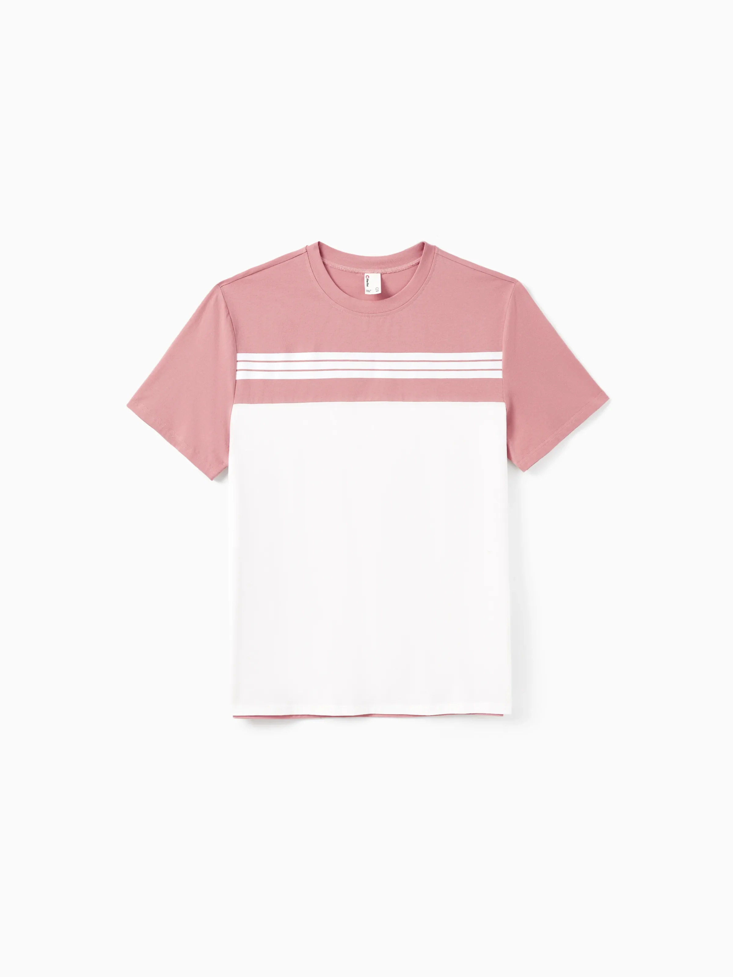 Family Matching Blue Cotton Colorblock Tee Shirt or Floral Print Smocking Puff-sleeve Dress Set  Pink - Image 21