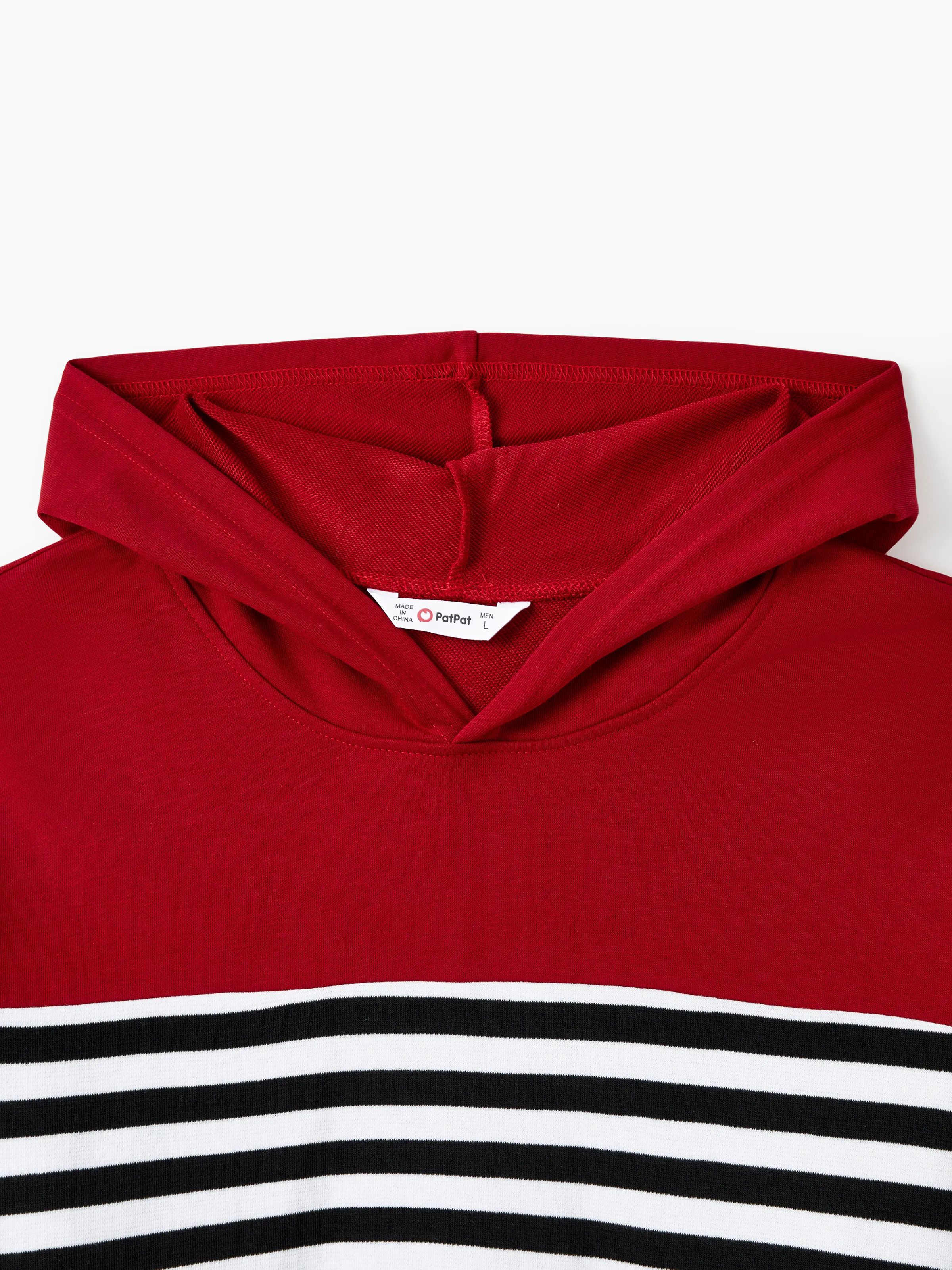 Family Matching Casual Color-block Stripes Print Long Sleeve Hooded Tops Color block - Image 19