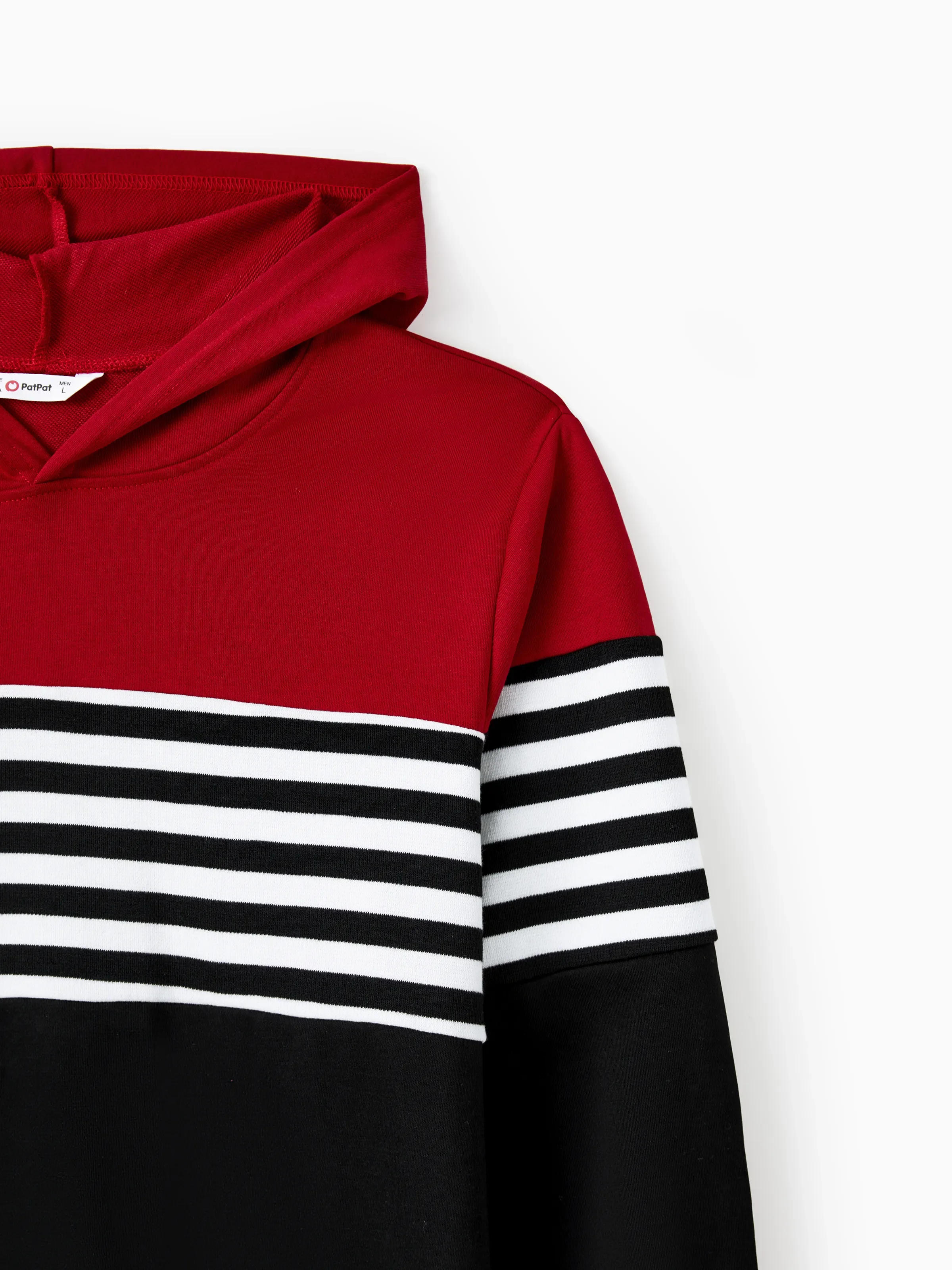 Family Matching Casual Color-block Stripes Print Long Sleeve Hooded Tops Color block - Image 20