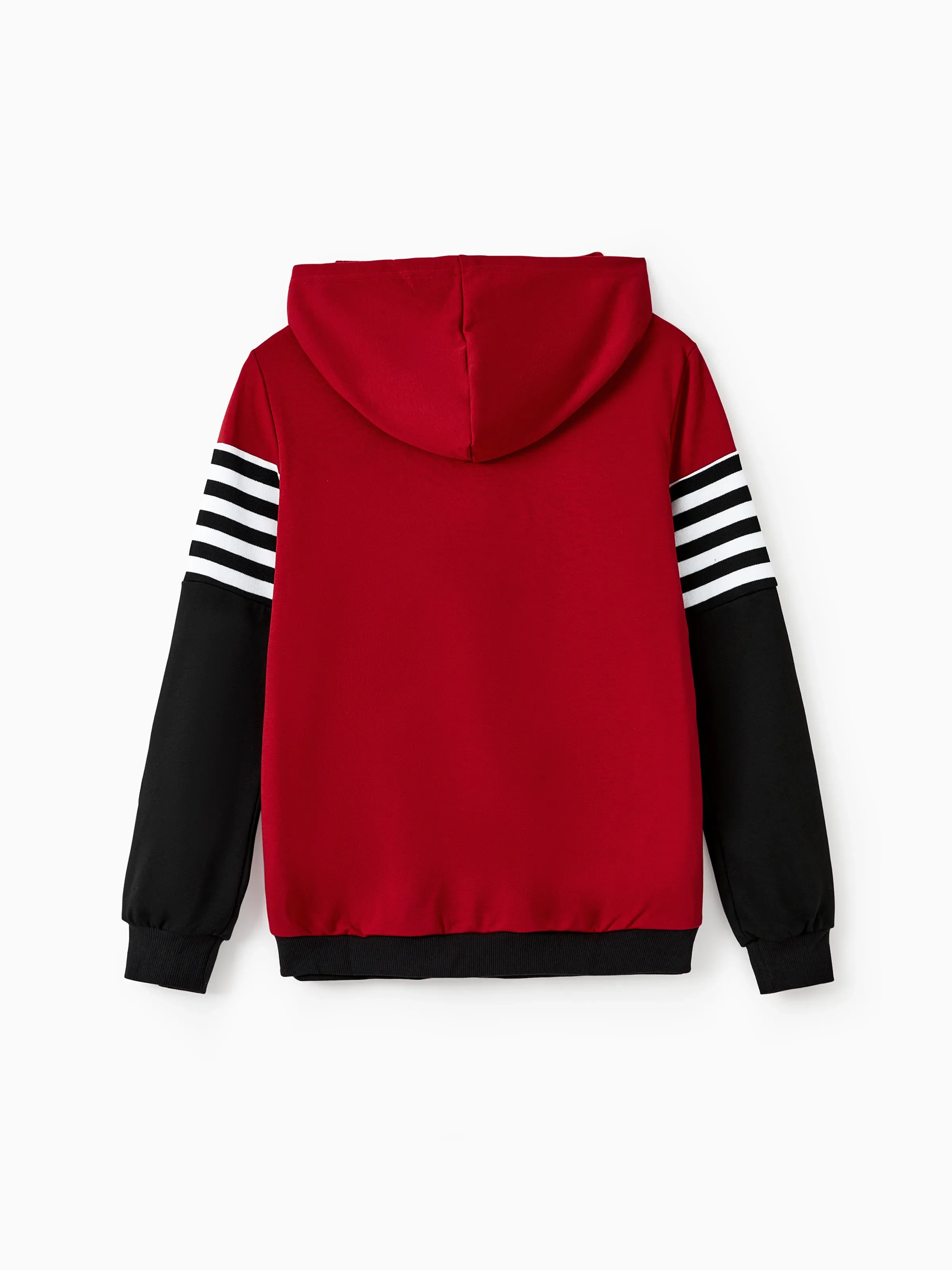 Family Matching Casual Color-block Stripes Print Long Sleeve Hooded Tops Color block - Image 3