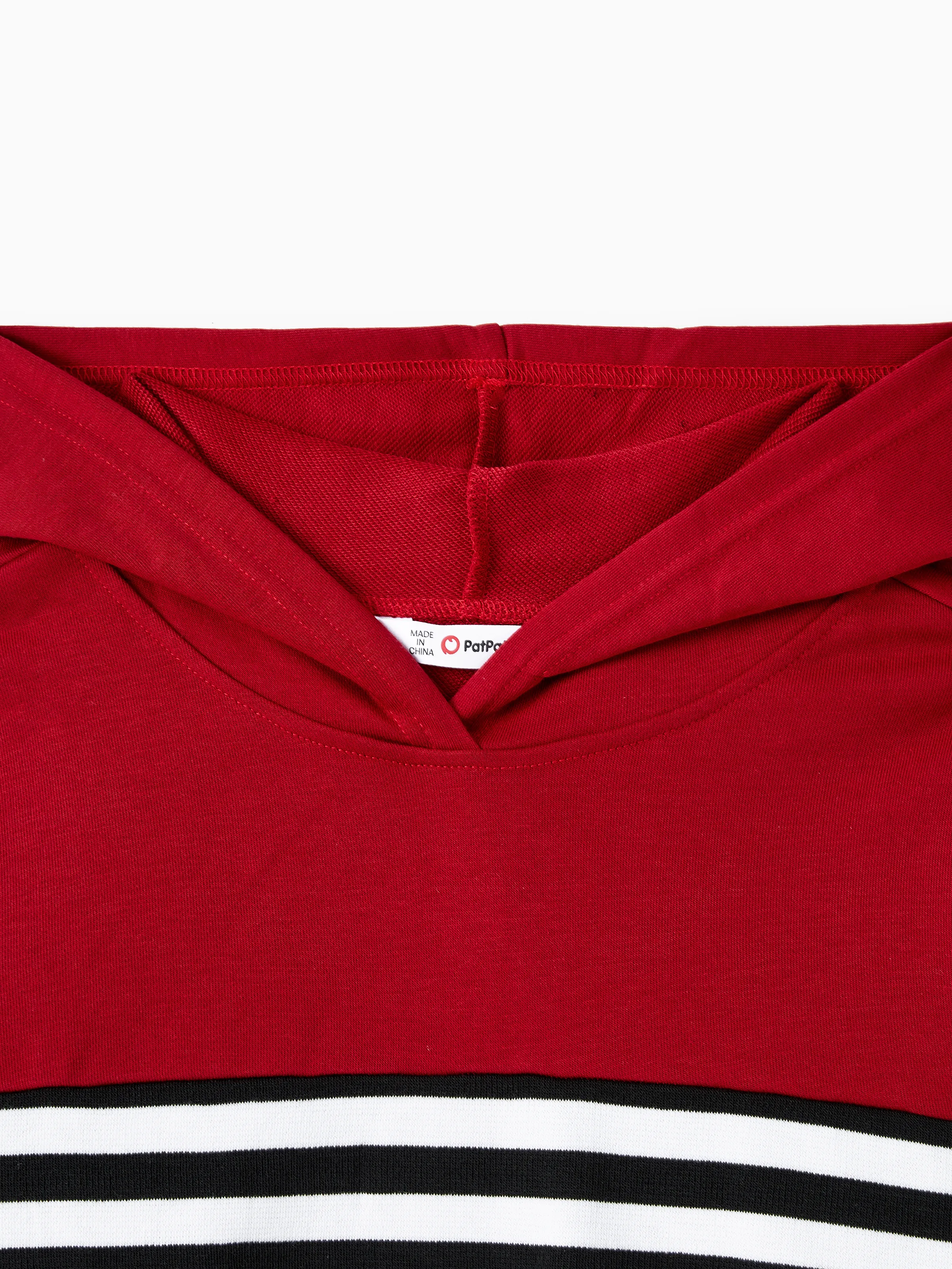 Family Matching Casual Color-block Stripes Print Long Sleeve Hooded Tops Color block - Image 4