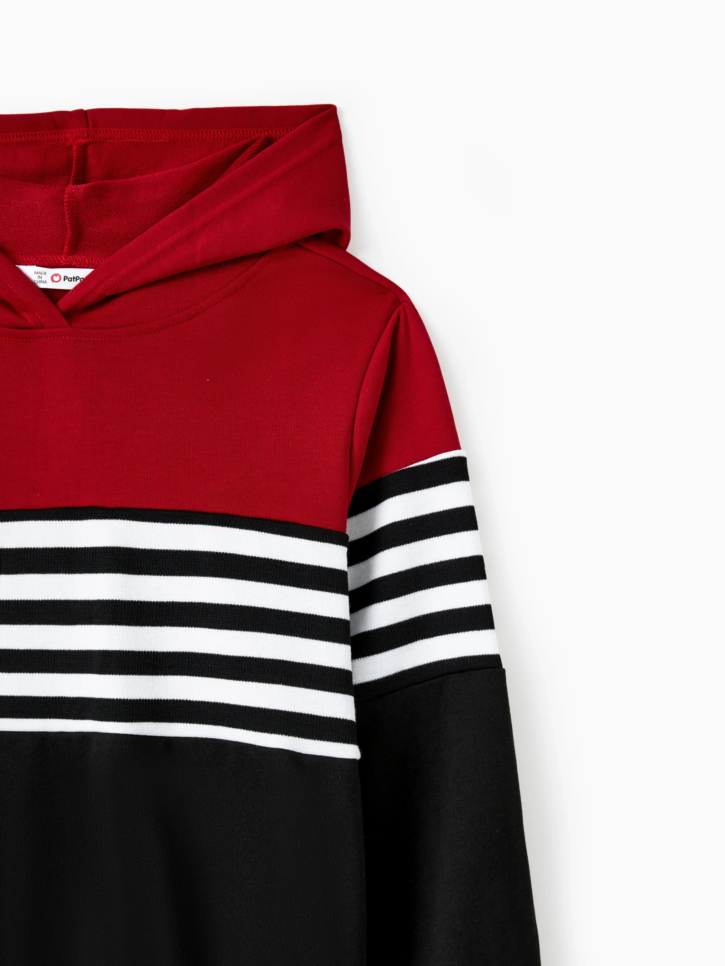 Family Matching Casual Color-block Stripes Print Long Sleeve Hooded Tops Color block - Image 5