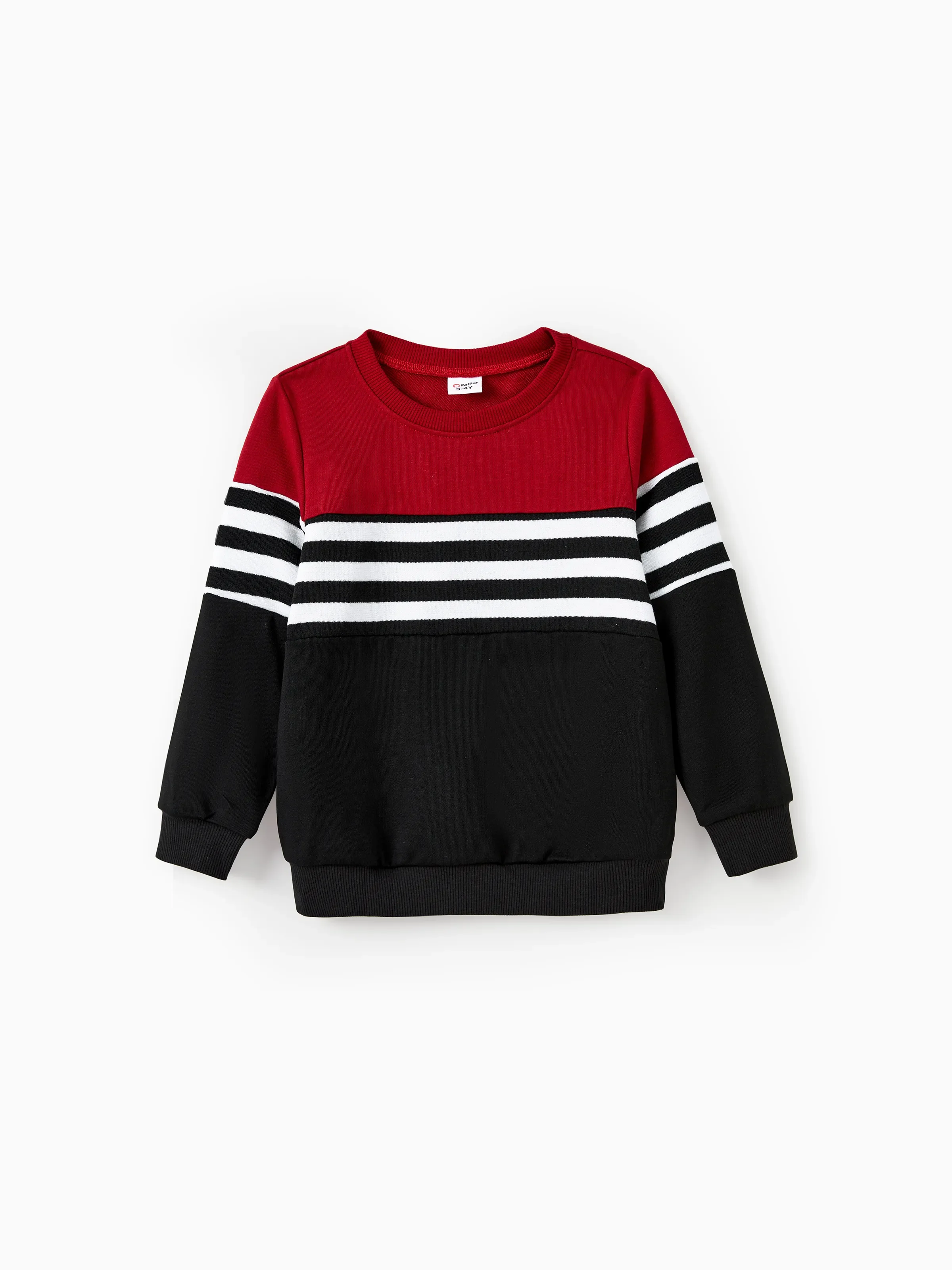 Family Matching Casual Color-block Stripes Print Long Sleeve Hooded Tops Color block - Image 7