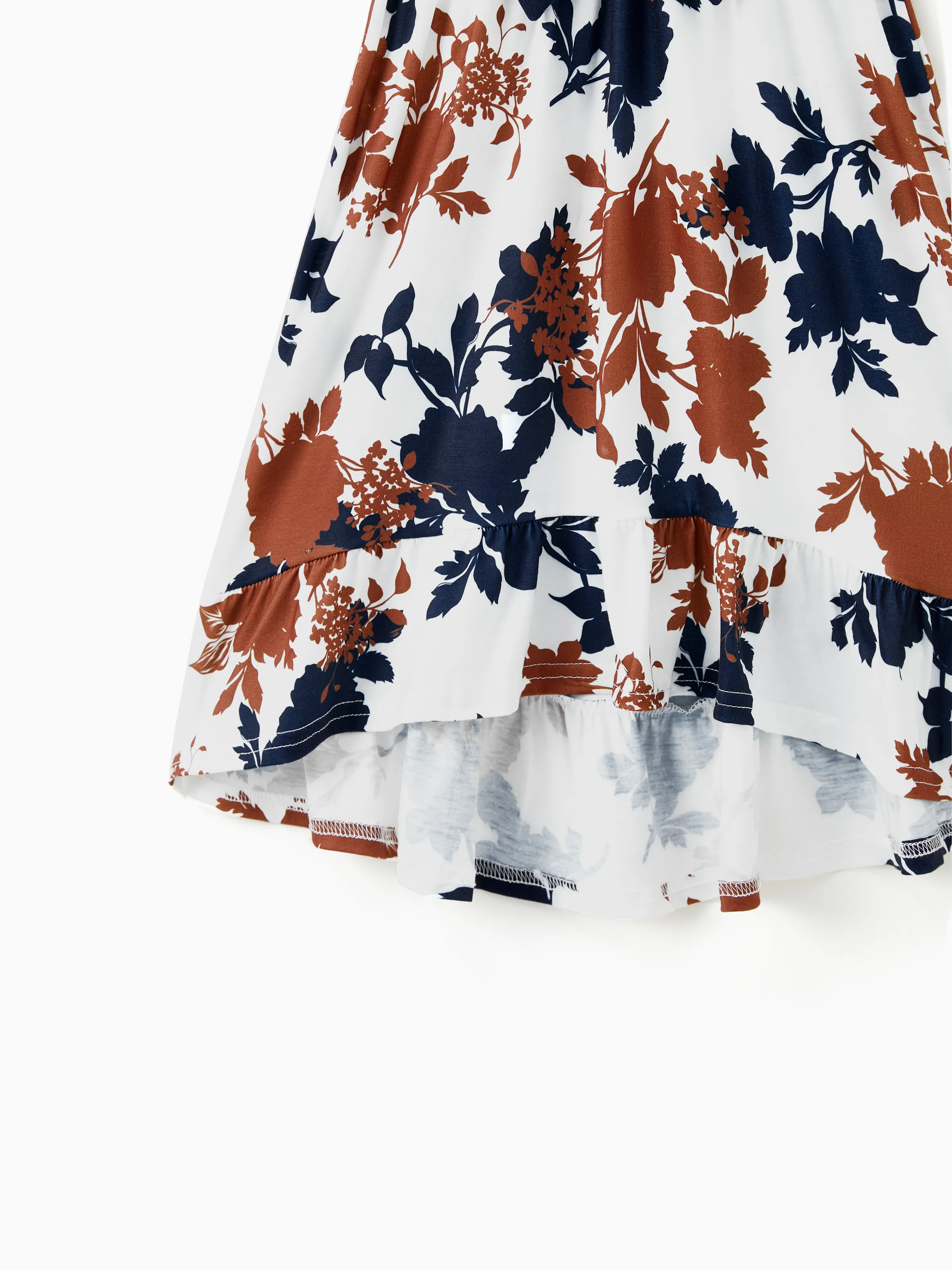 Family Matching Casual Dress or T-Shirt, Solid Color, Fabric Stitching royalblue - Image 11