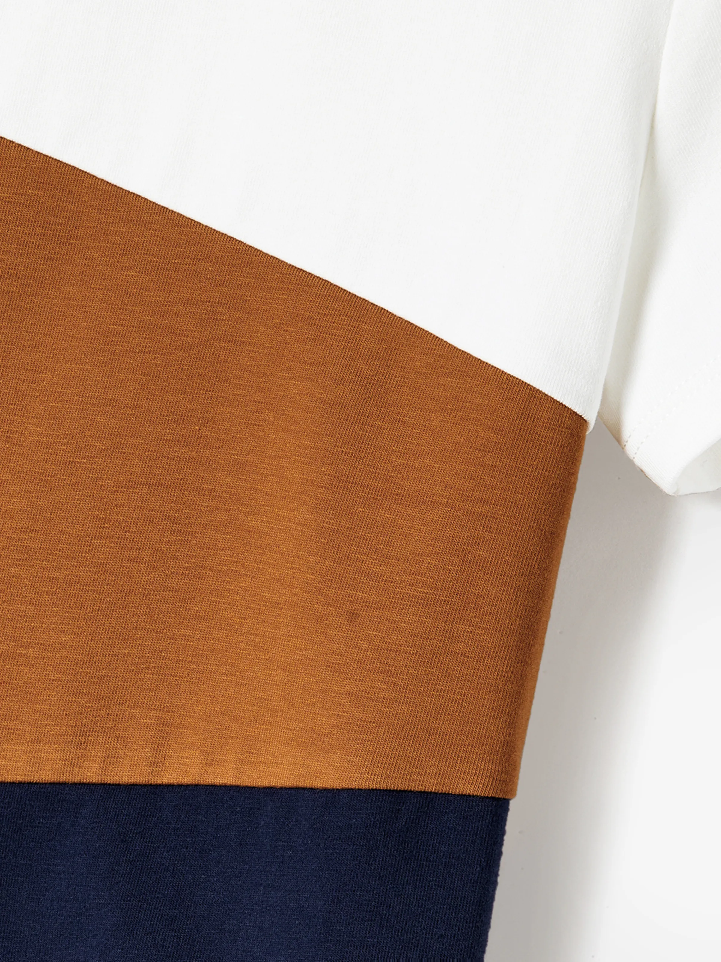 Family Matching Casual Dress or T-Shirt, Solid Color, Fabric Stitching royalblue - Image 18